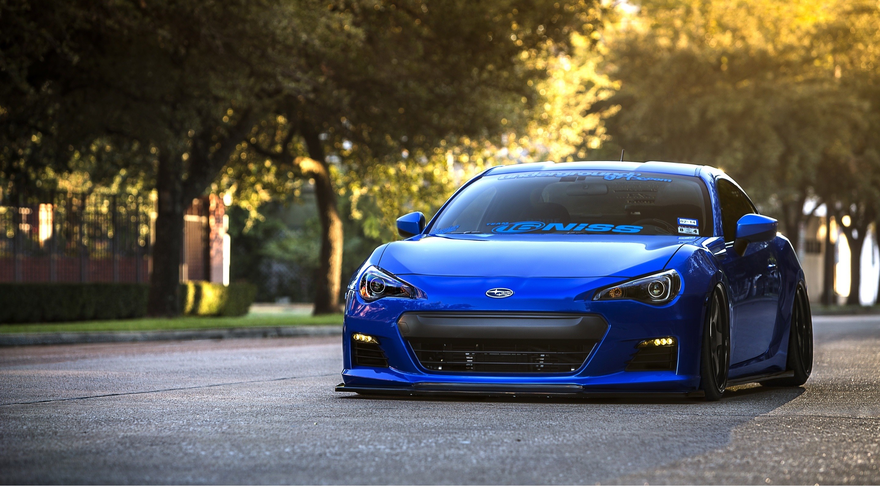 Blue Subaru BRZ sports car on a street HD Wallpaper