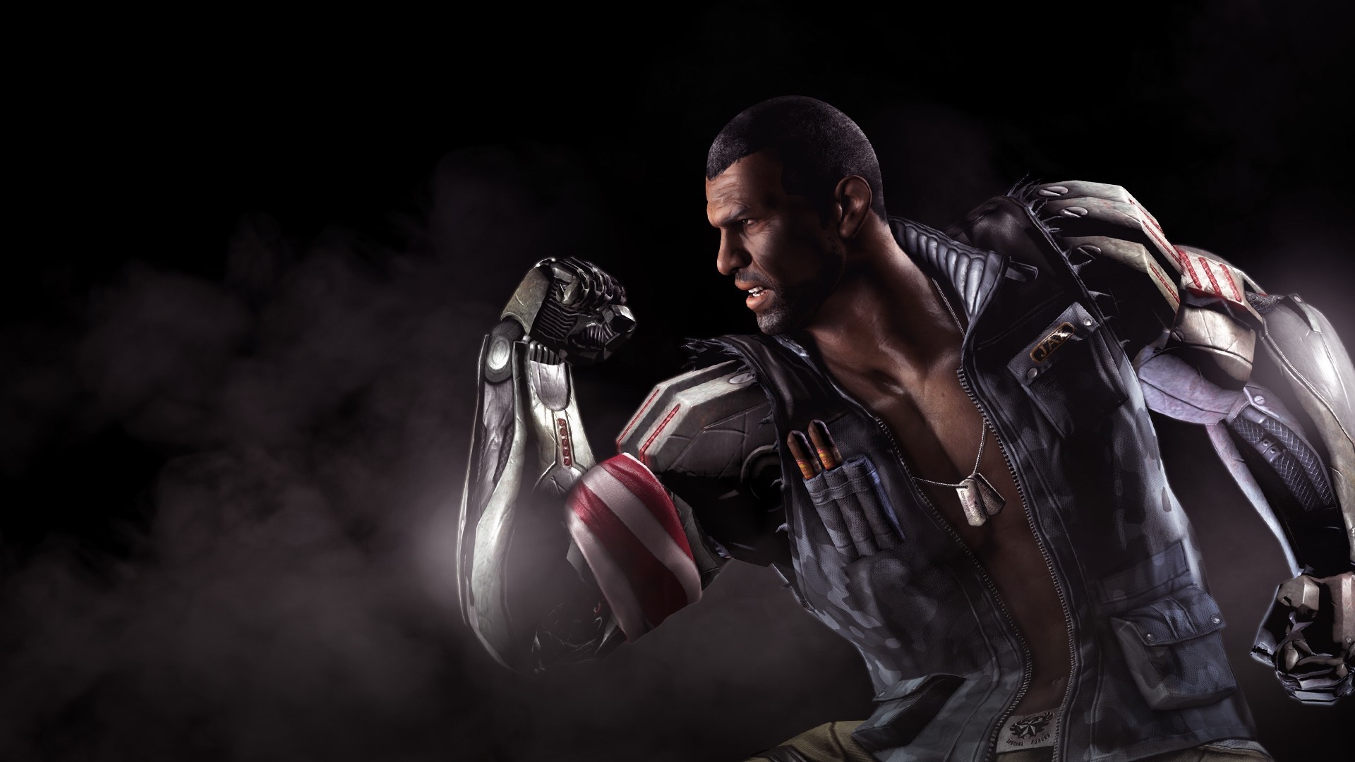 Jax from Mortal Kombat X with cybernetic arm HD Wallpaper