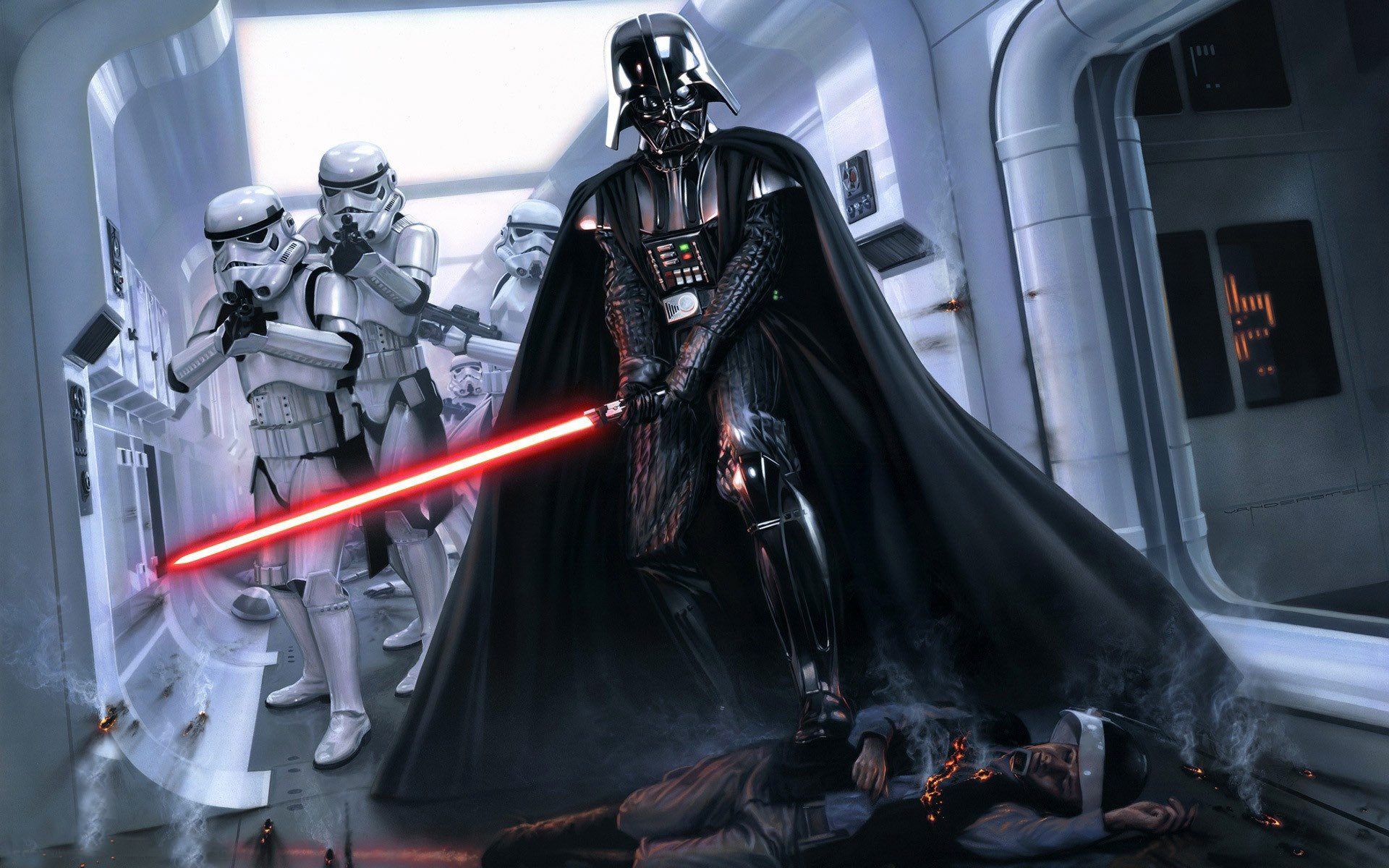 Darth Vader and Stormtroopers from Star Wars HD Wallpaper