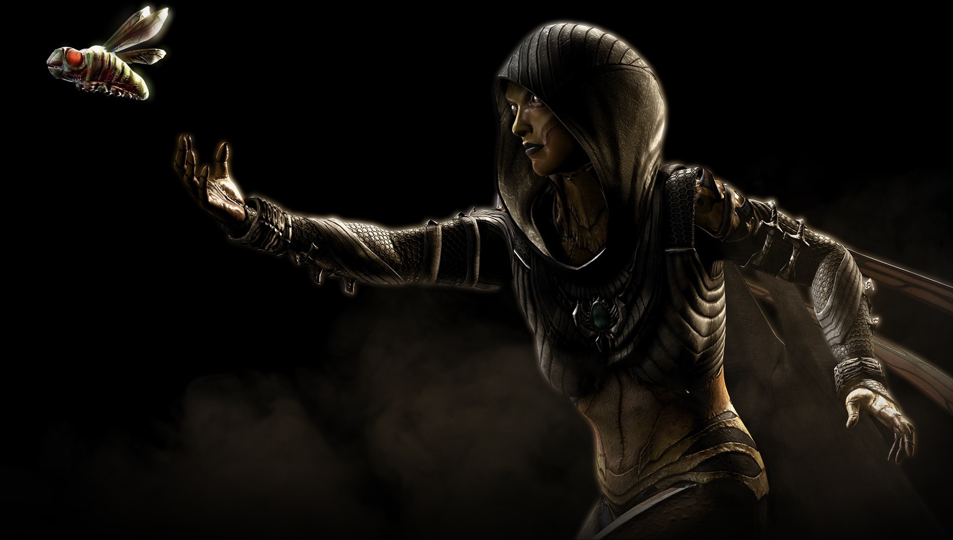 D'Vorah from Mortal Kombat X with a fly HD Wallpaper