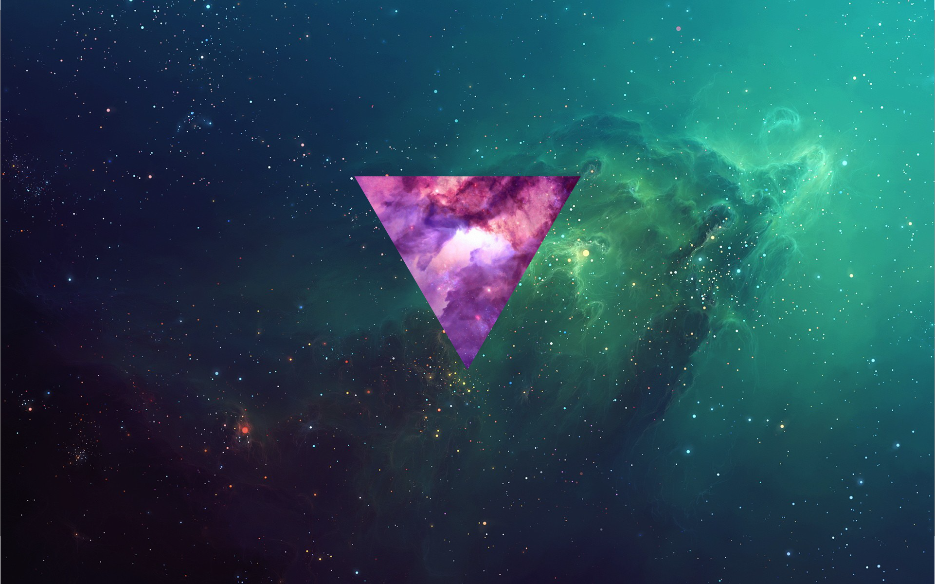 Abstract triangle with nebula in space HD Wallpaper