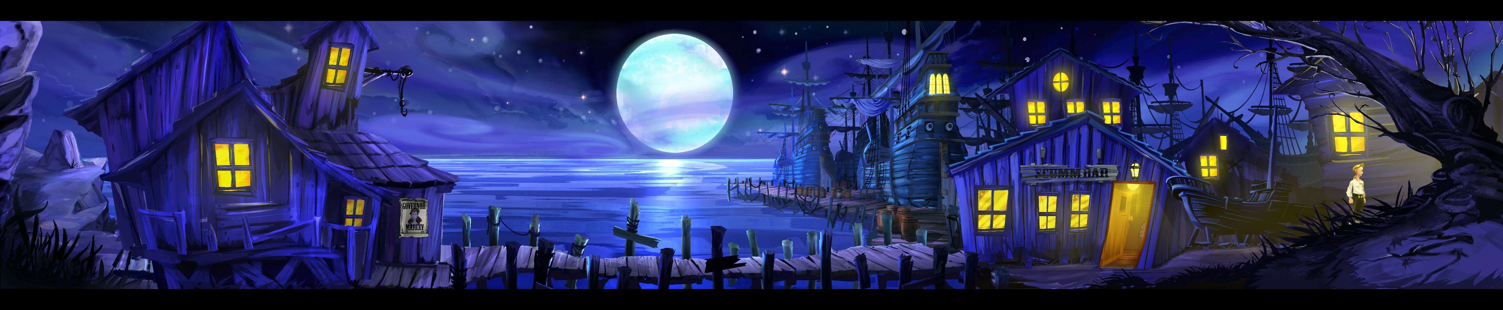 Guybrush Threepwood in Monkey Island at night HD Wallpaper