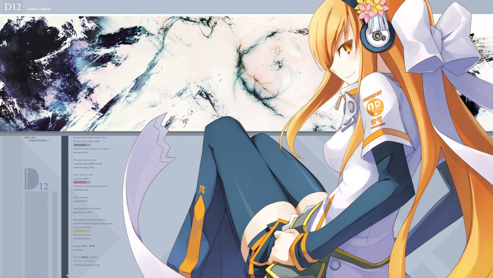 Illustration of an anime girl with headphones HD Wallpaper