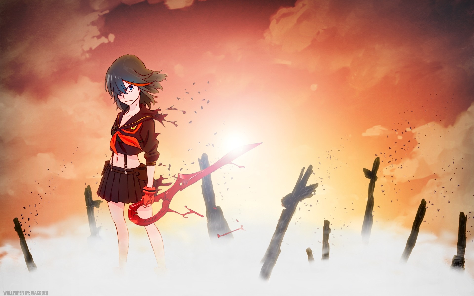 Ryuko Matoi with Scissor Blade from Kill la Kill HD Wallpaper