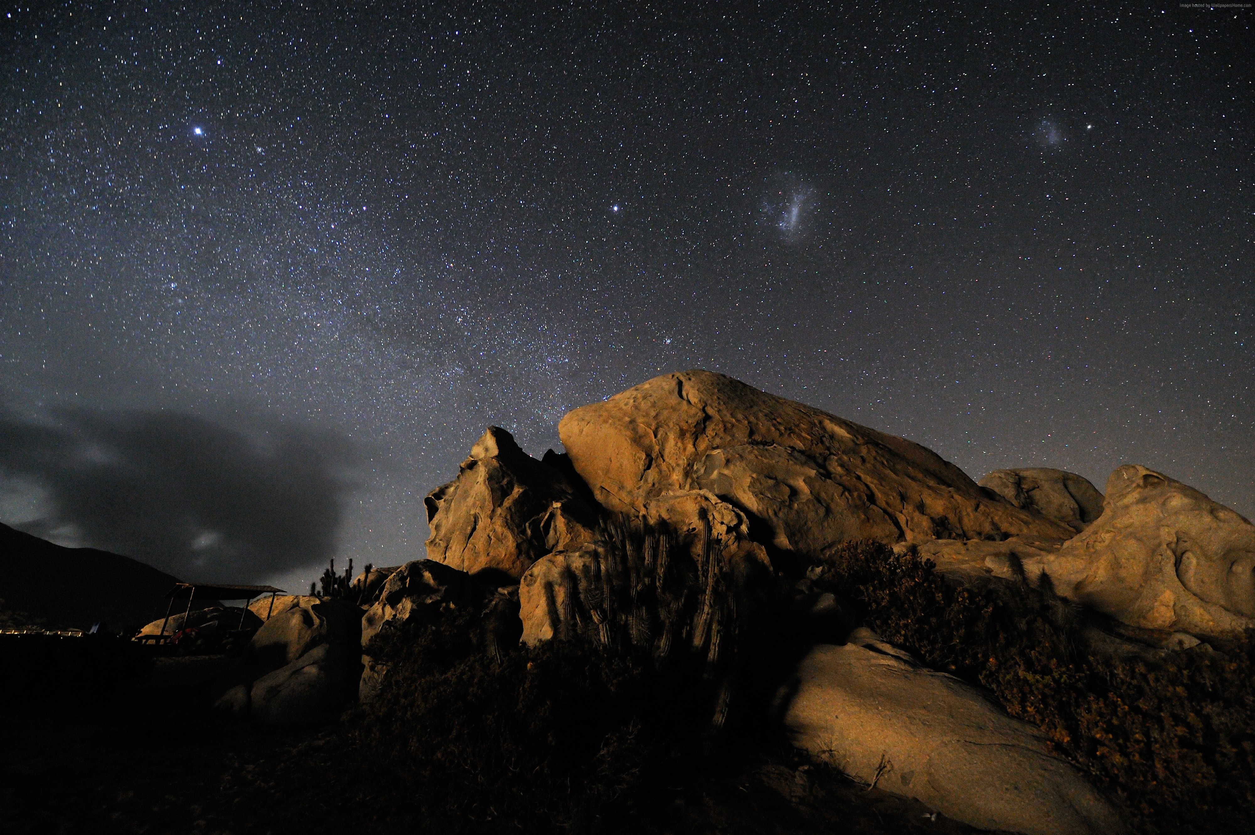 Night sky over Atacama Desert rocks HD Wallpaper