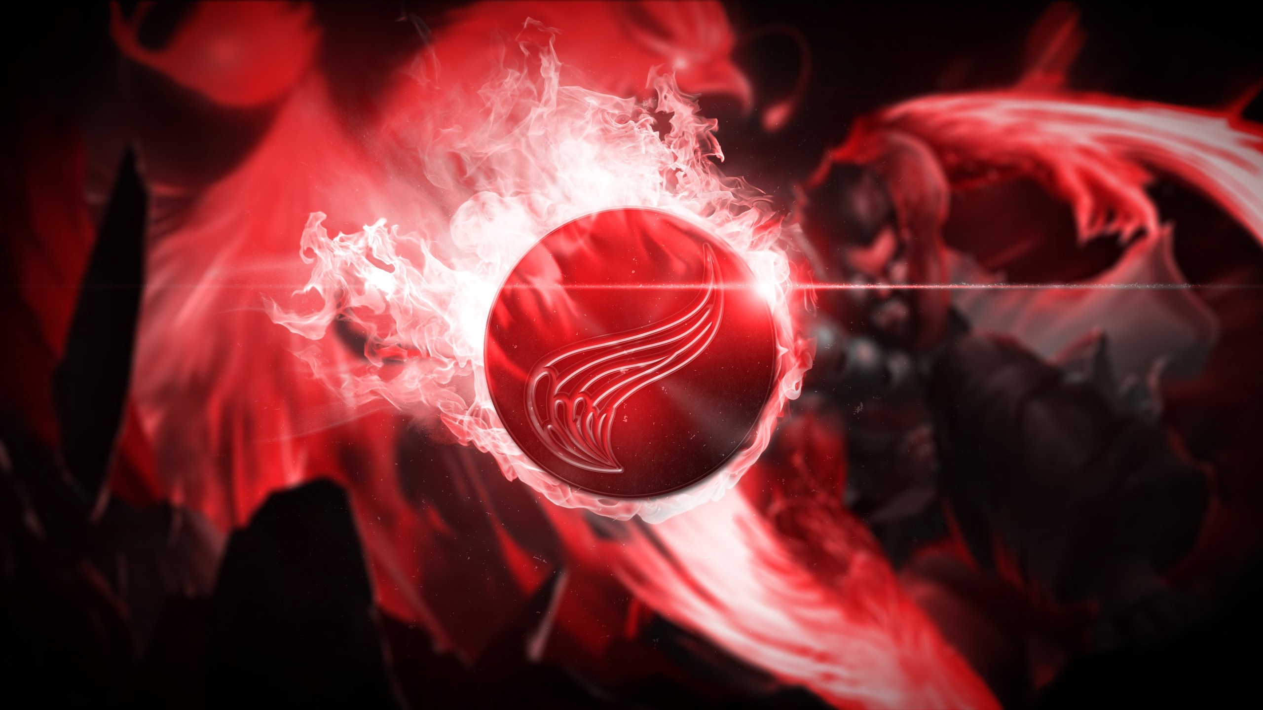 League of Legends logo with red flames and smoke HD Wallpaper