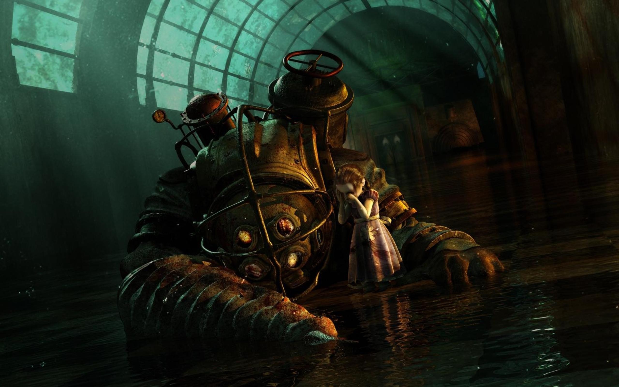Big Daddy and Little Sister from BioShock HD Wallpaper