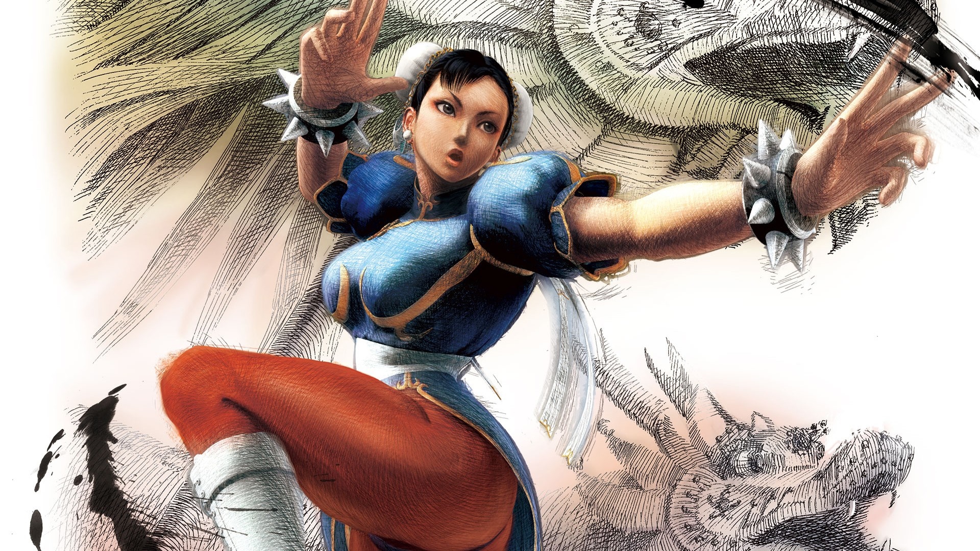 Chun Li from Street Fighter with dragon background HD Wallpaper