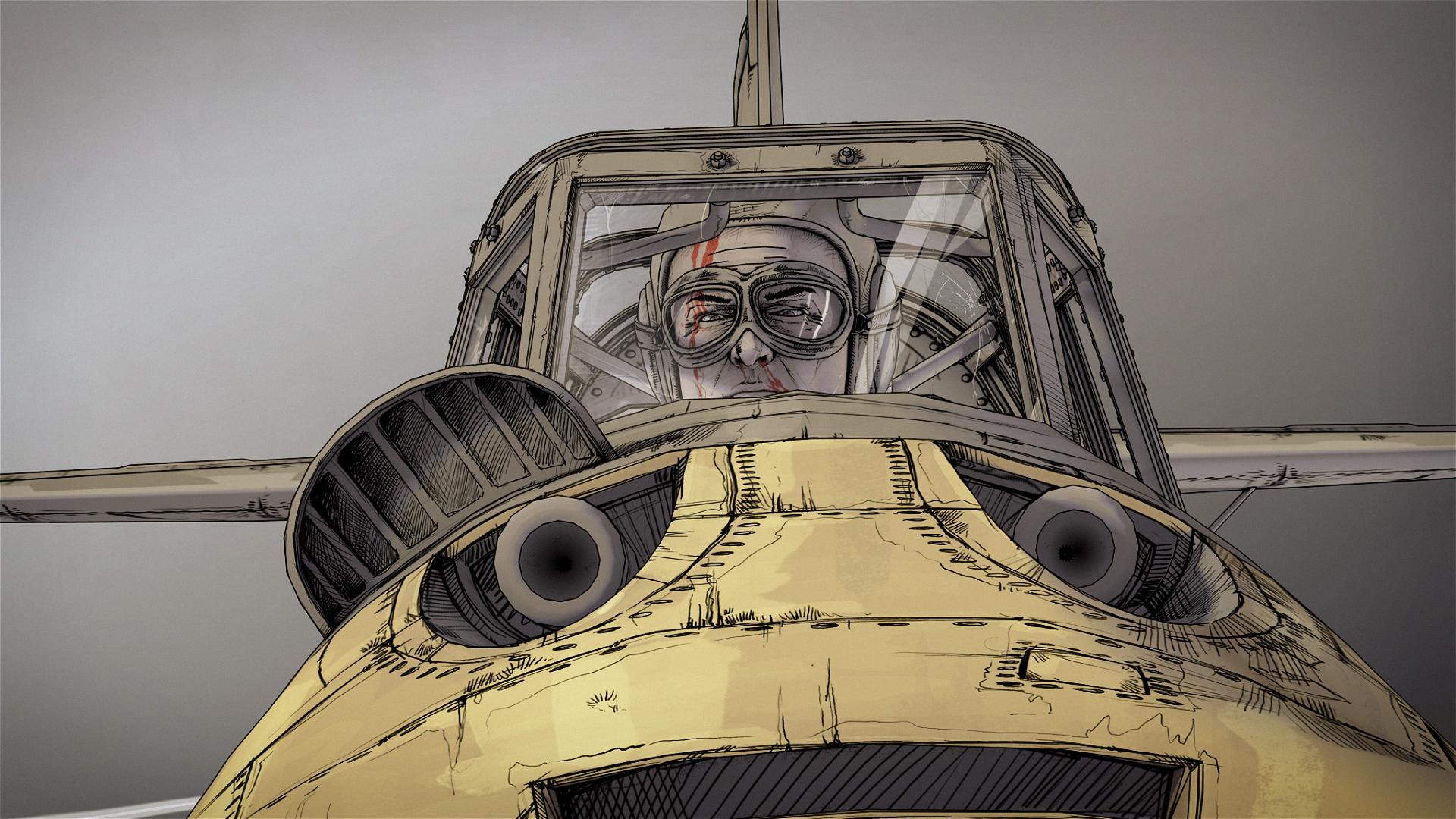 Pilot in cockpit of a vintage aircraft HD Wallpaper