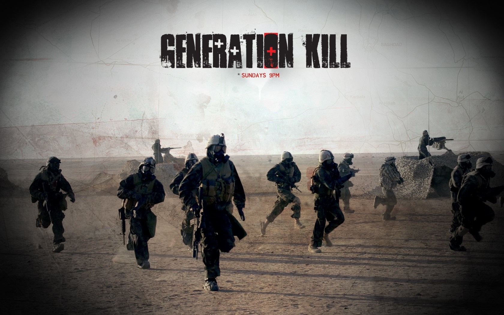 Generation Kill soldiers running in desert HD Wallpaper