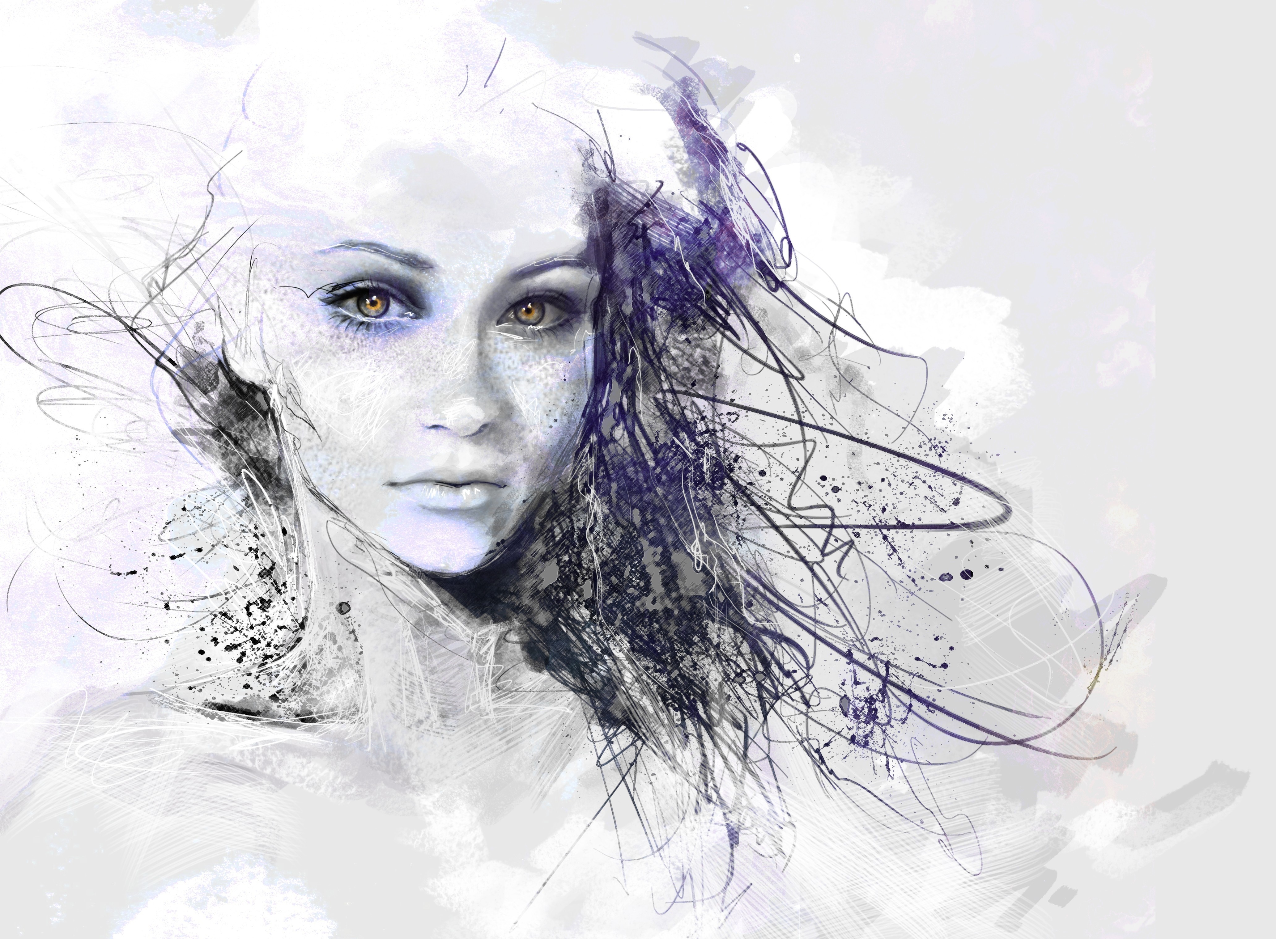 Abstract portrait of a woman's face HD Wallpaper