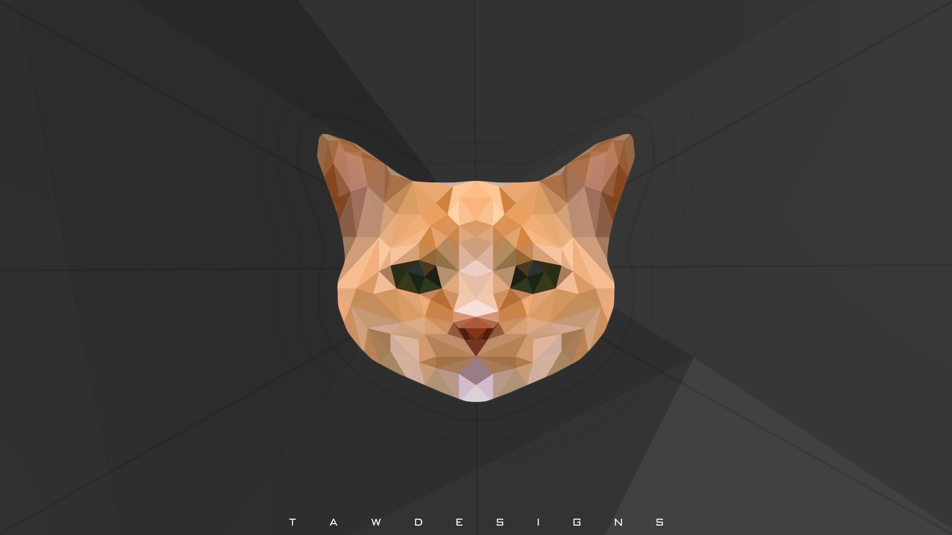 Low poly orange cat head illustration HD Wallpaper