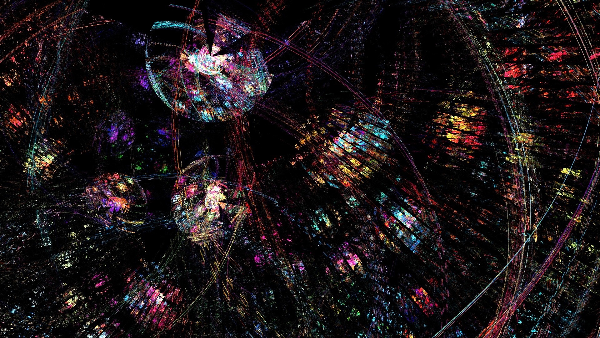 Abstract fractal art with colorful lights HD Wallpaper