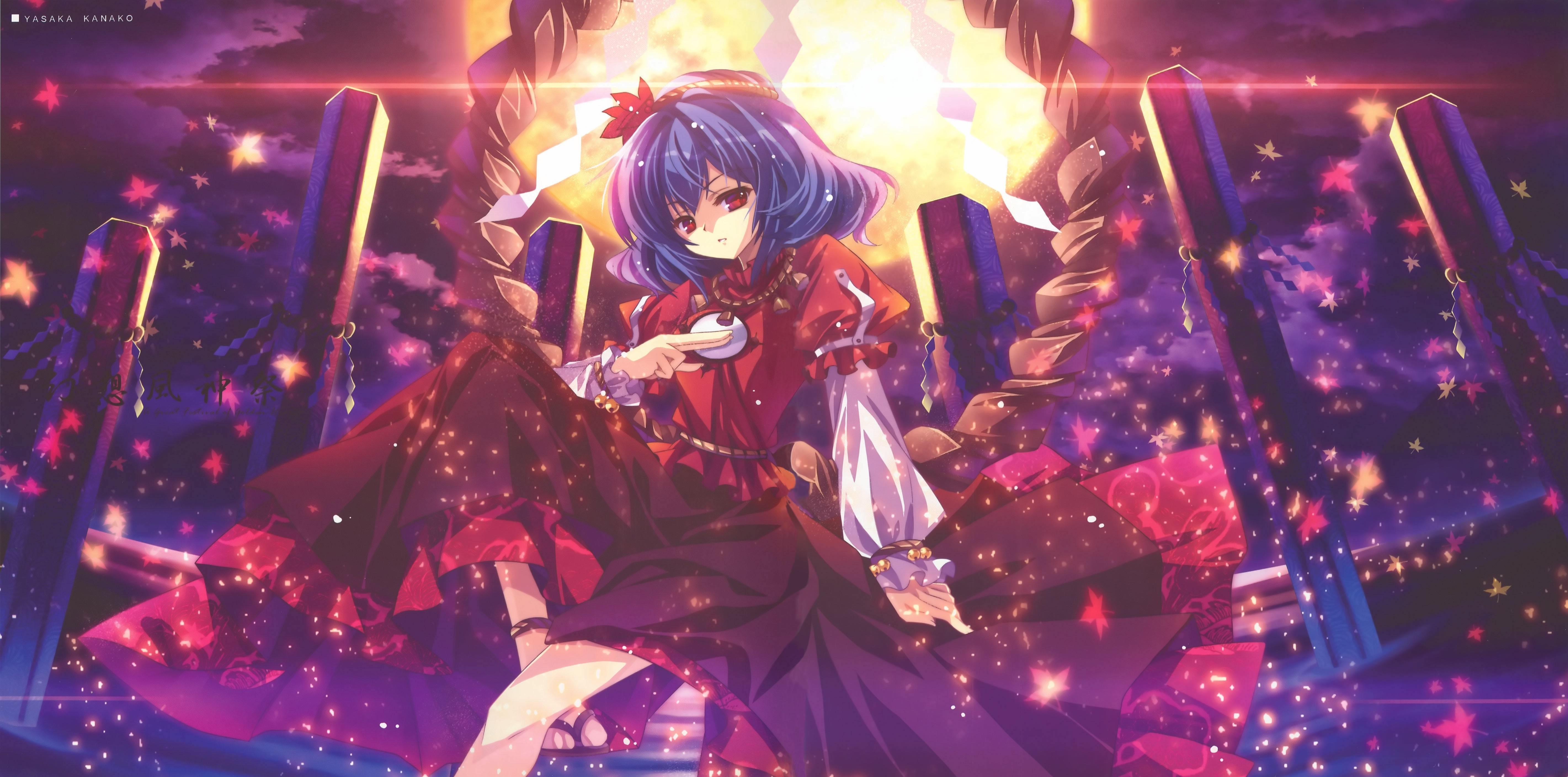 Yasaka Kanako from Touhou performing on stage HD Wallpaper