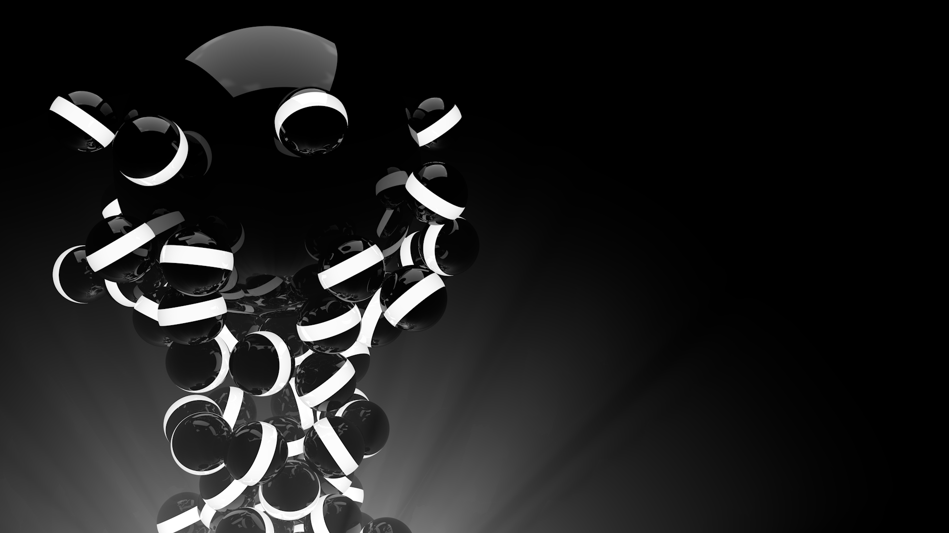 Abstract 3D spheres with white stripes HD Wallpaper