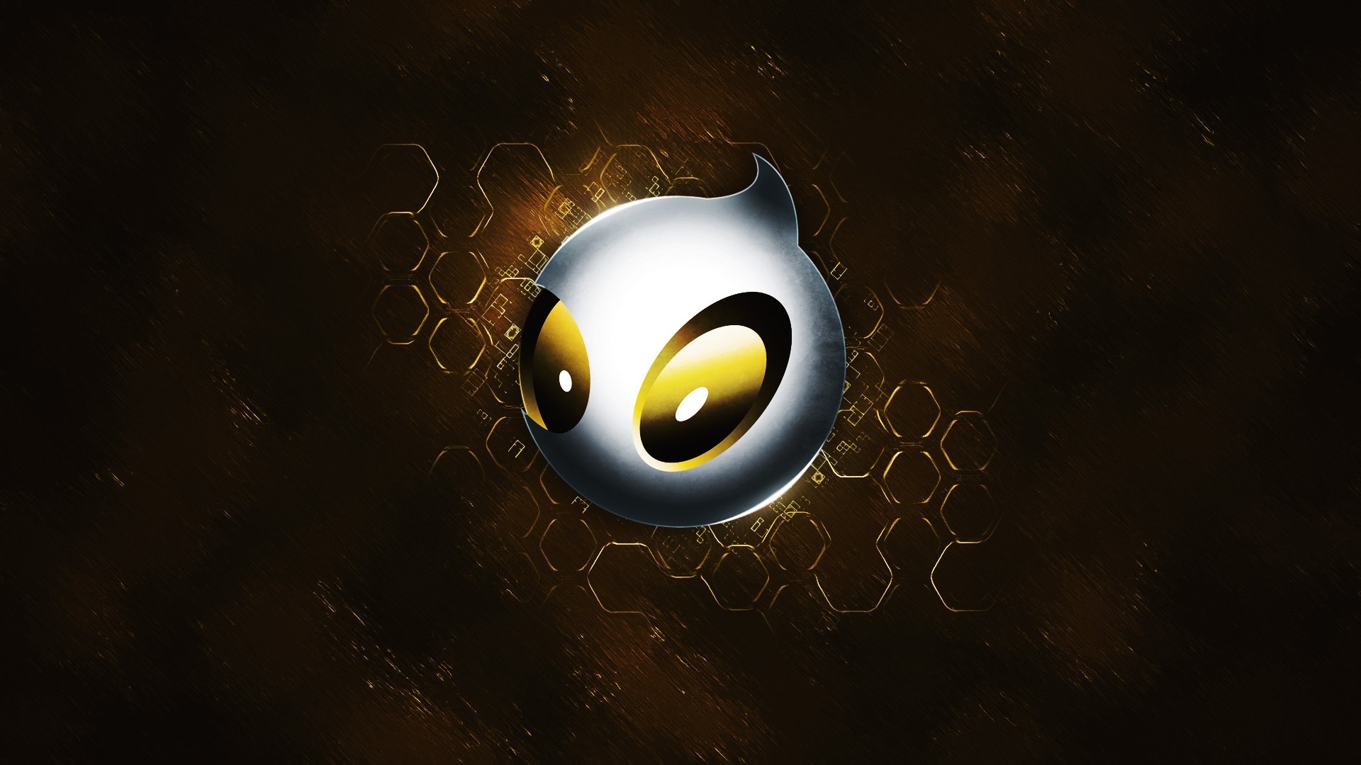 Illustration of a stylized creature with yellow eyes HD Wallpaper