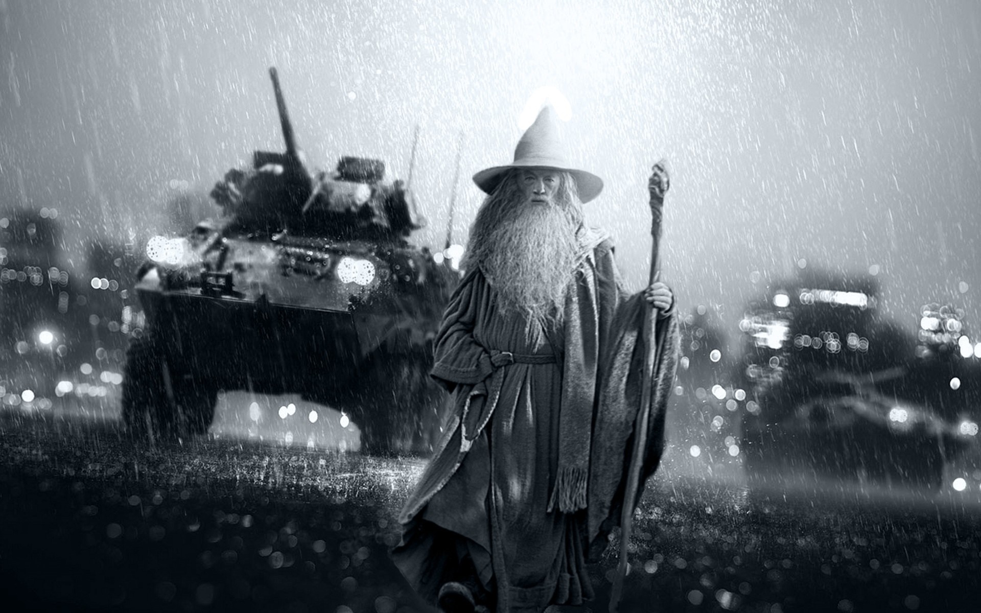 Gandalf from Battlefield 4 in the rain HD Wallpaper