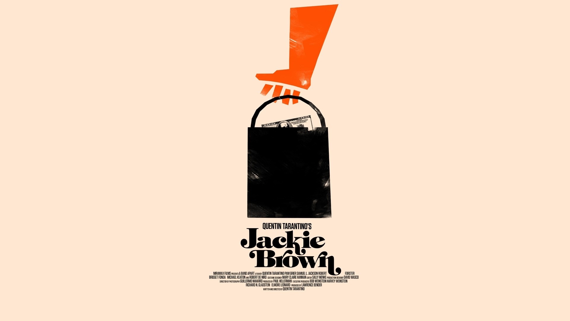 Jackie Brown movie poster with money bag HD Wallpaper