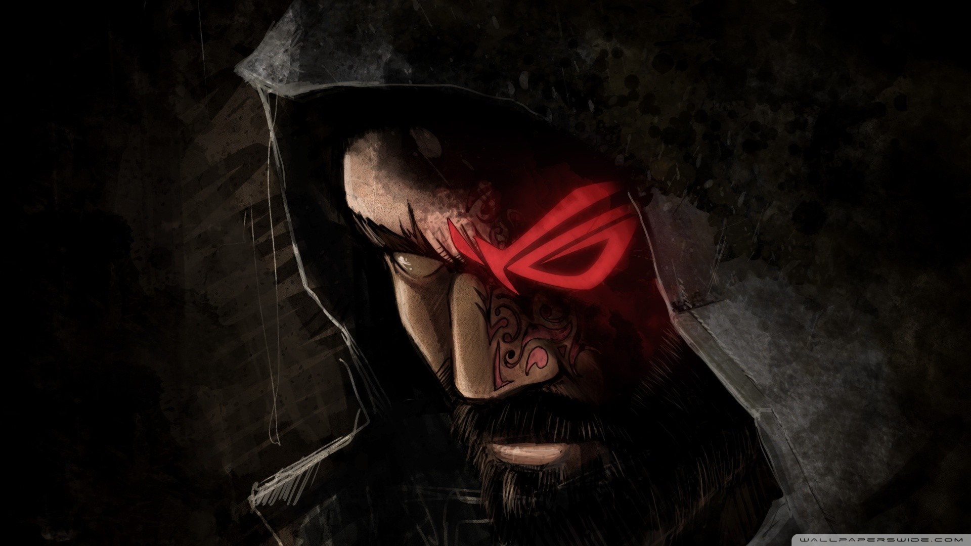 Man with Republic of Gamers logo on face HD Wallpaper