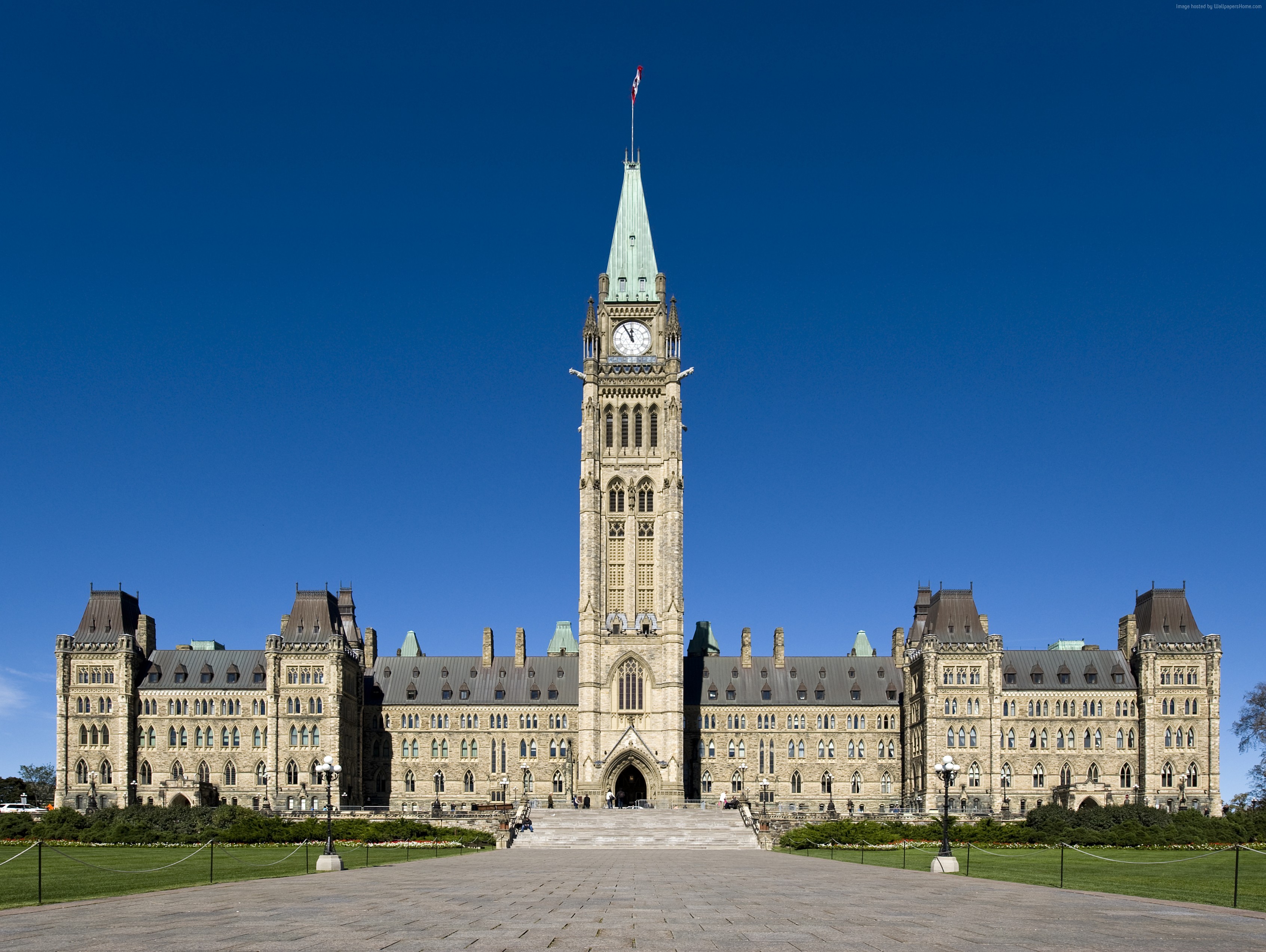 Parliament of Canada building with clock tower HD Wallpaper
