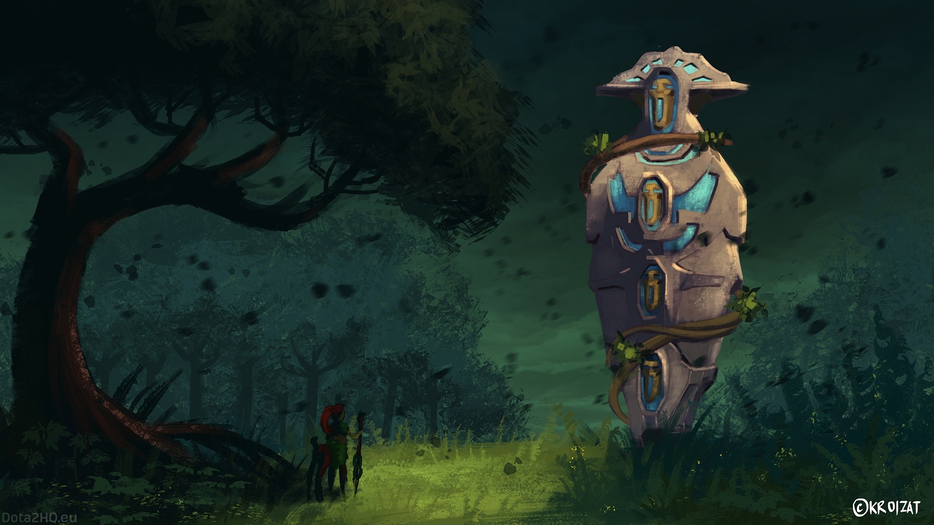 Centaur and Ancient from Dota 2 in a forest HD Wallpaper