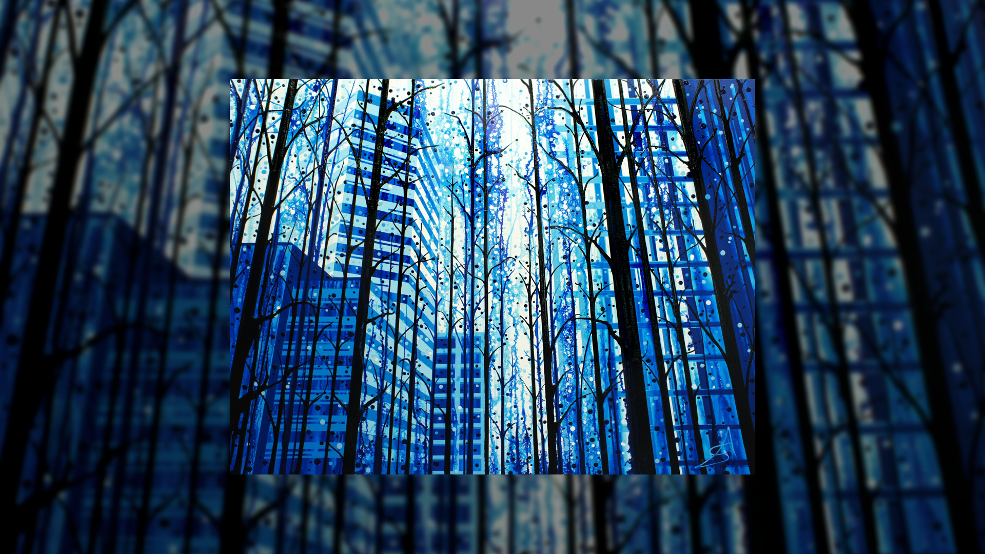 Cityscape through trees by Amy Shackleton HD Wallpaper