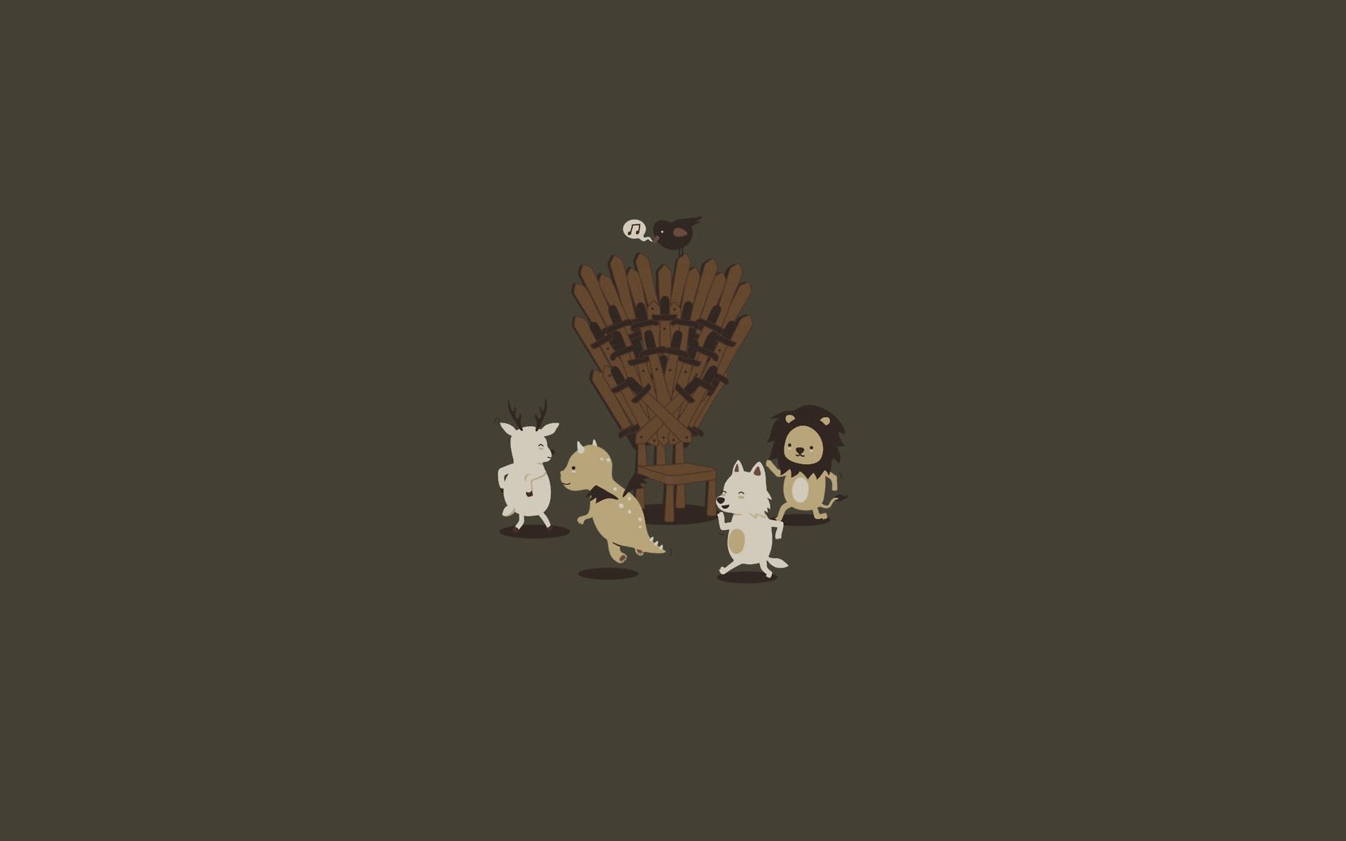 Game of Thrones animals around the Iron Throne HD Wallpaper