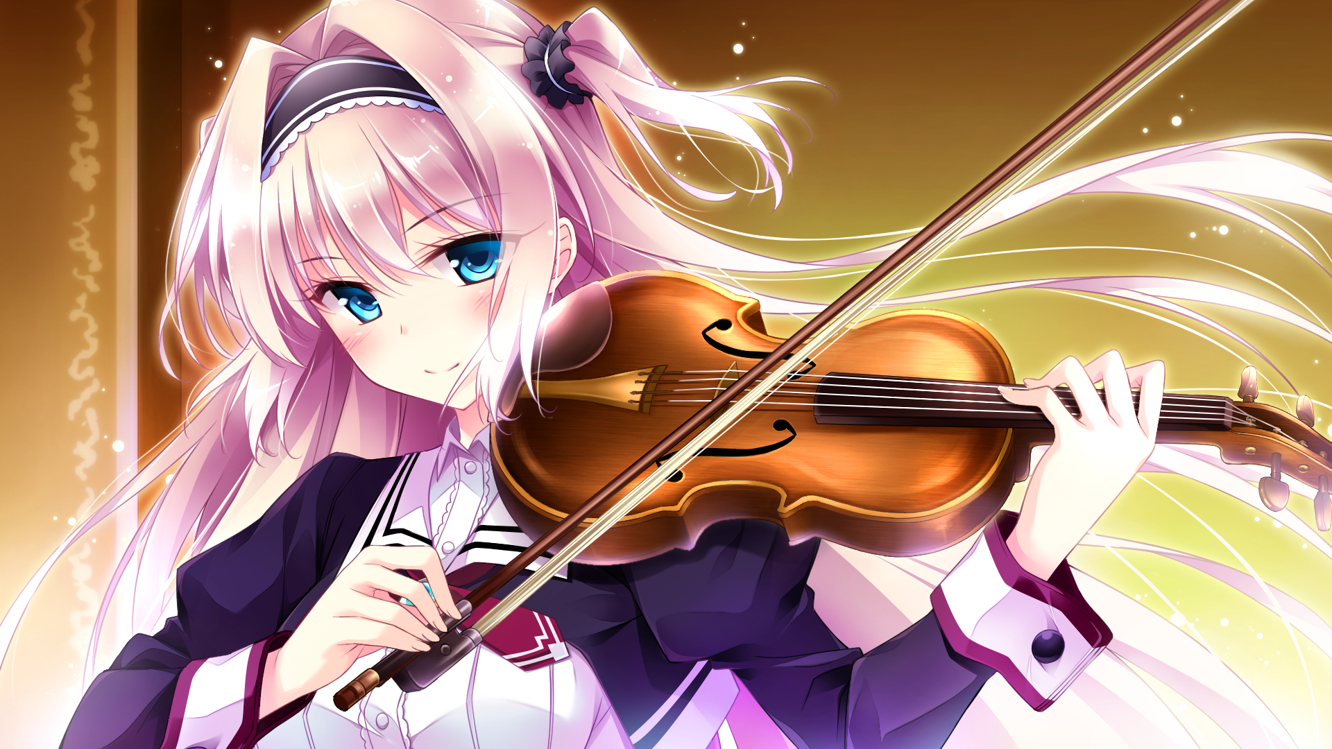 Anime girl playing the violin HD Wallpaper