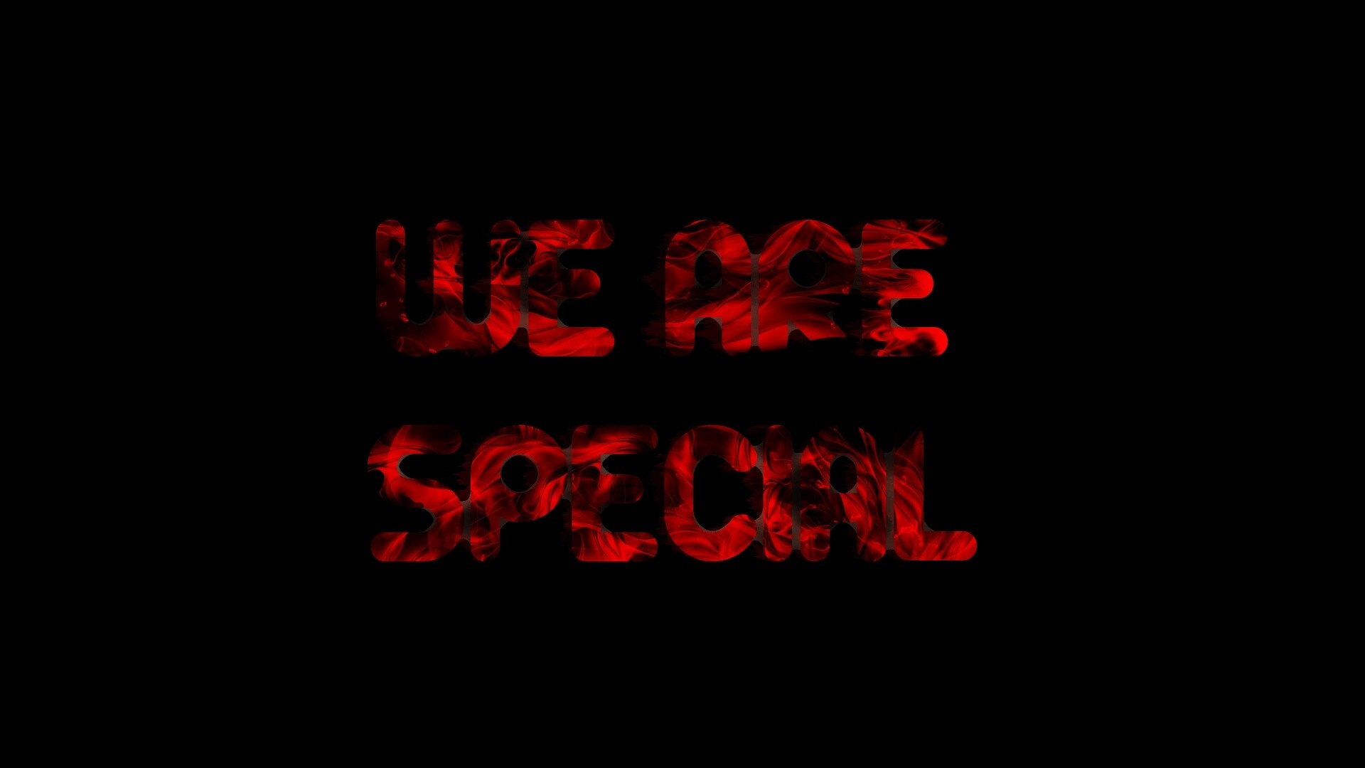 WE ARE SPECIAL text with red smoke effect HD Wallpaper