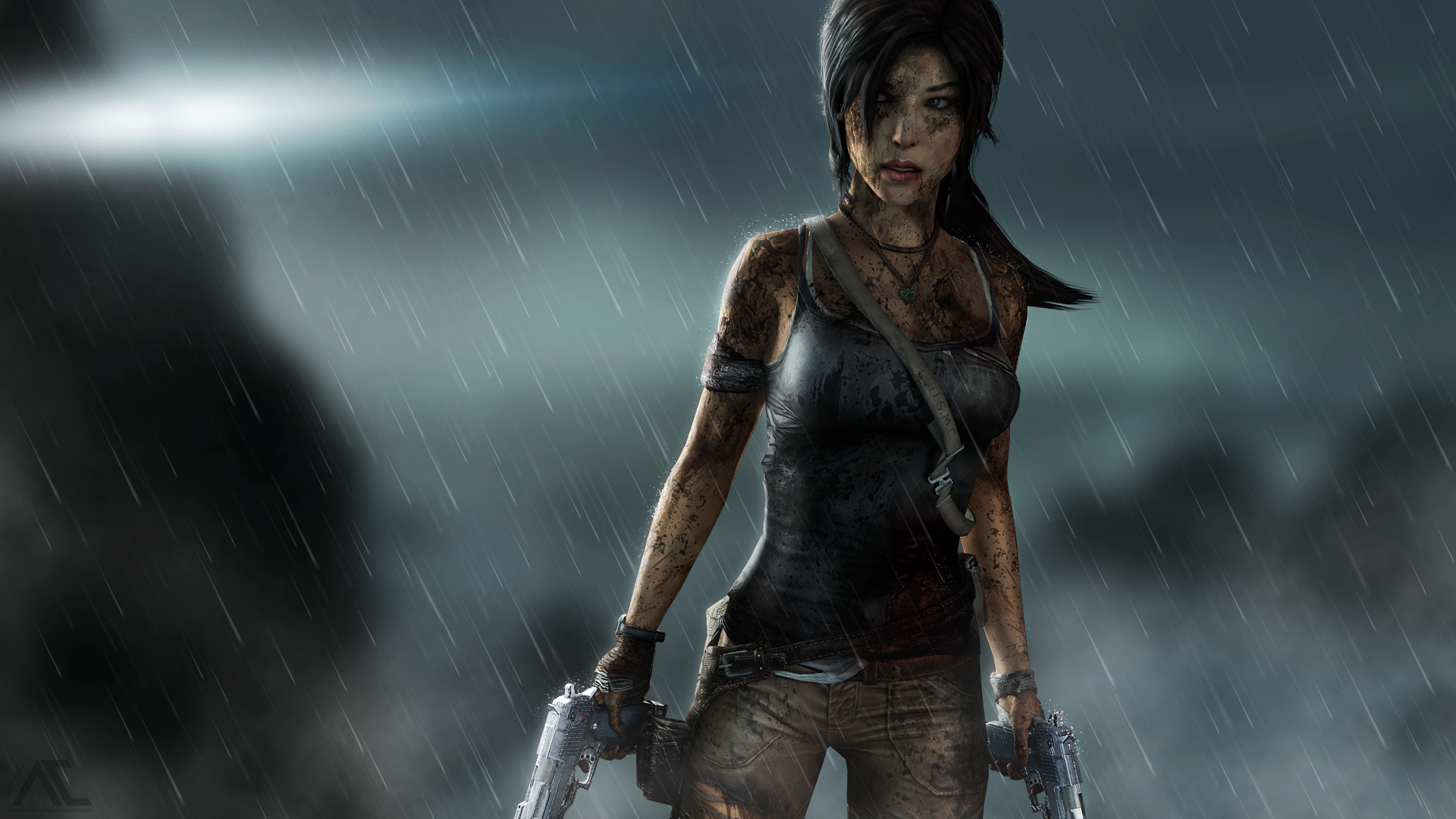 Lara Croft in darkness HD Wallpaper
