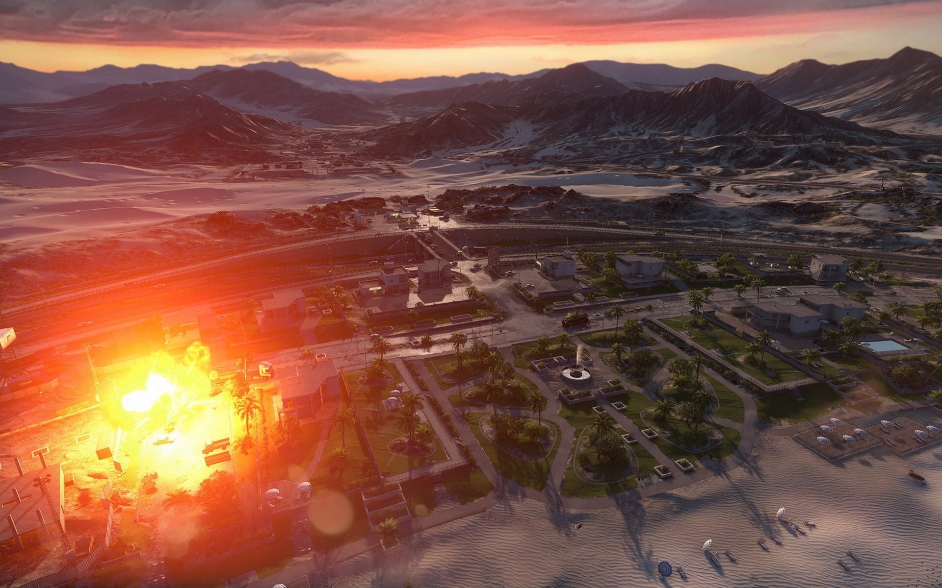 Battlefield 3 explosion in a desert landscape HD Wallpaper