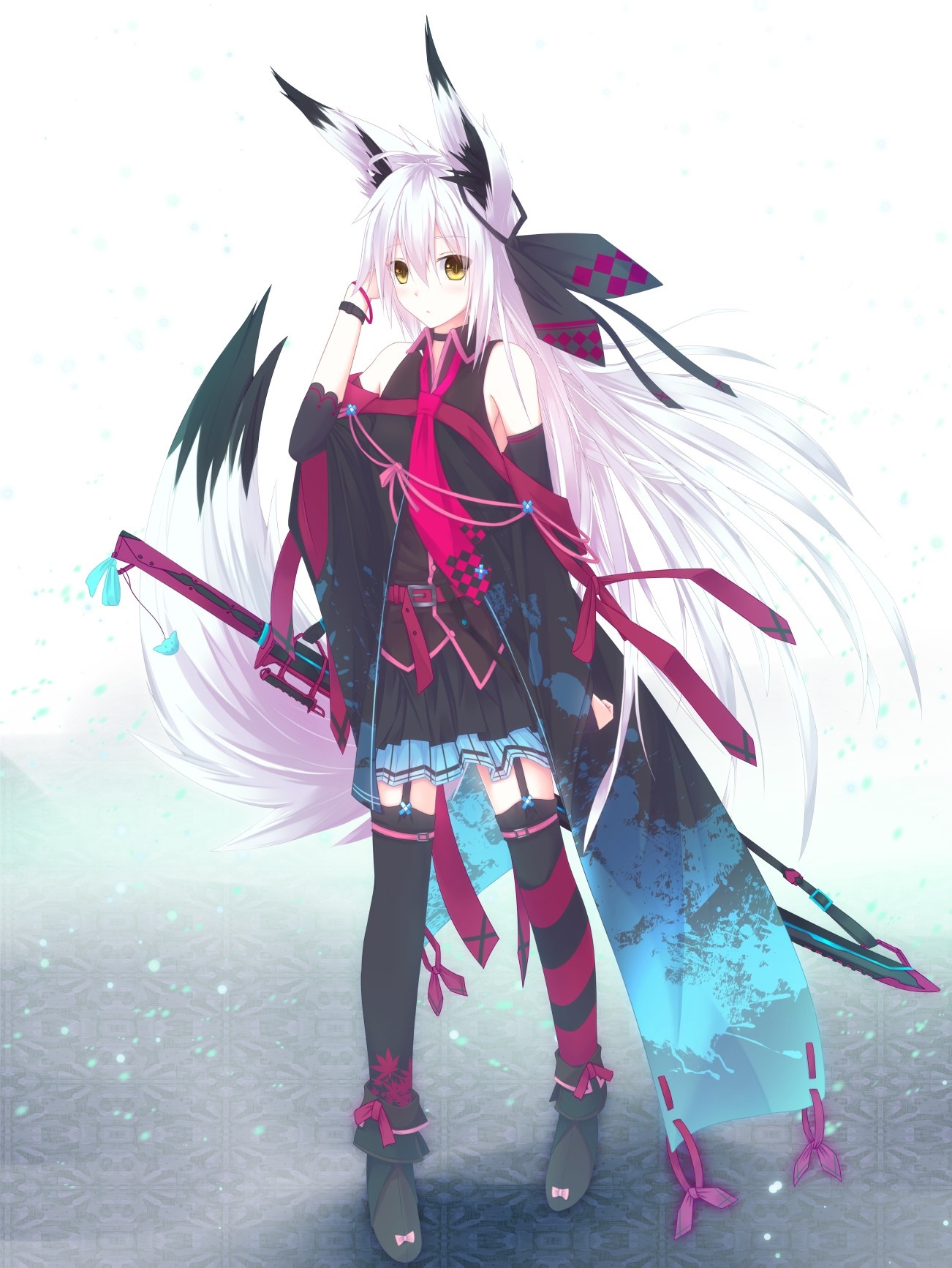 Anime girl with fox ears and sword HD Wallpaper