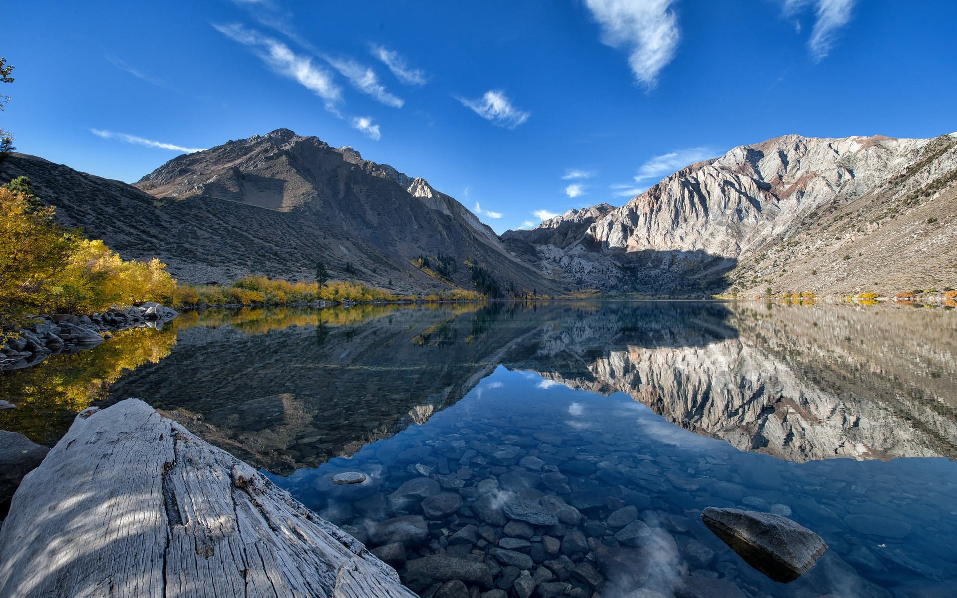 Lake with mountains and autumn trees HD Wallpaper