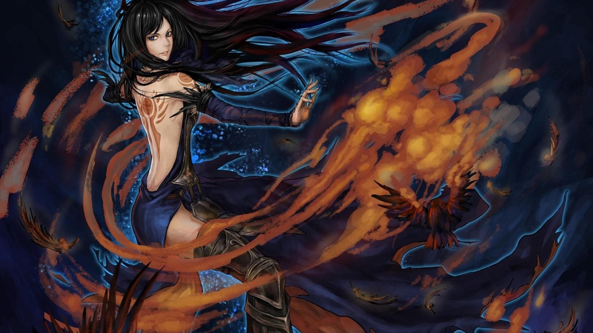 Shanoa from Castlevania casting fire magic HD Wallpaper