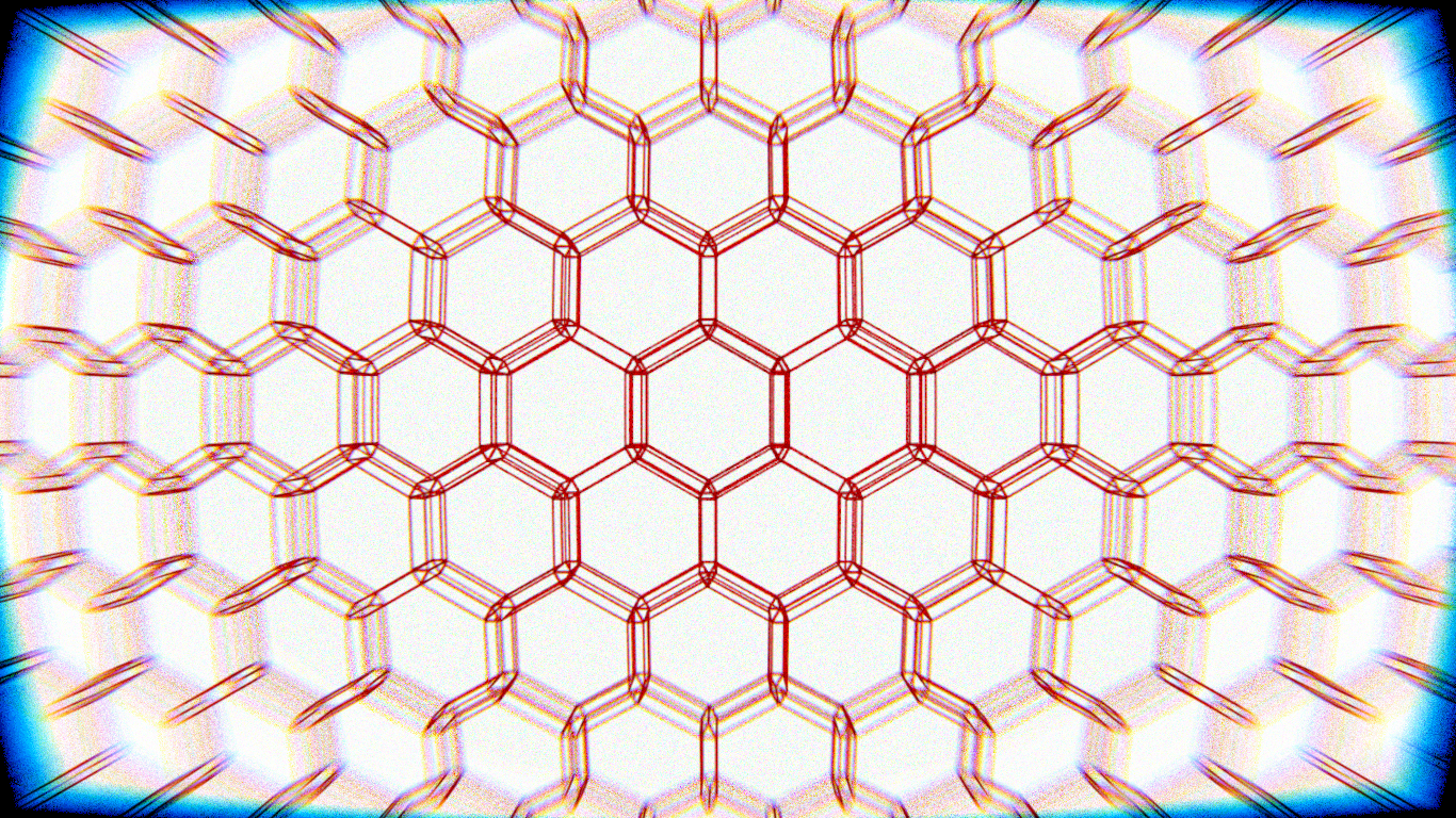 Abstract Red Hexagonal Pattern with Chromatic Aberration HD Wallpaper
