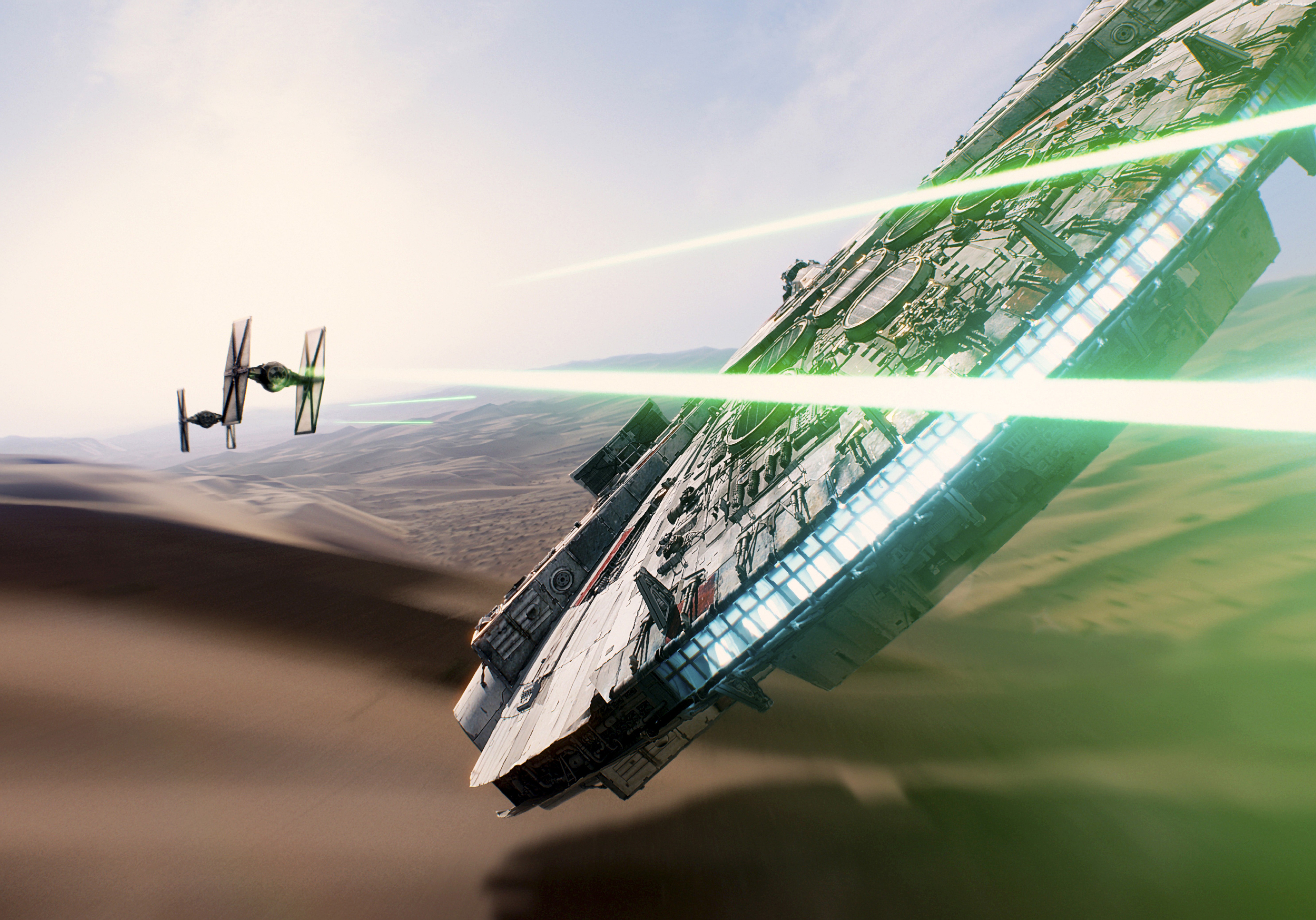 Millennium Falcon and TIE Fighters in Star Wars HD Wallpaper