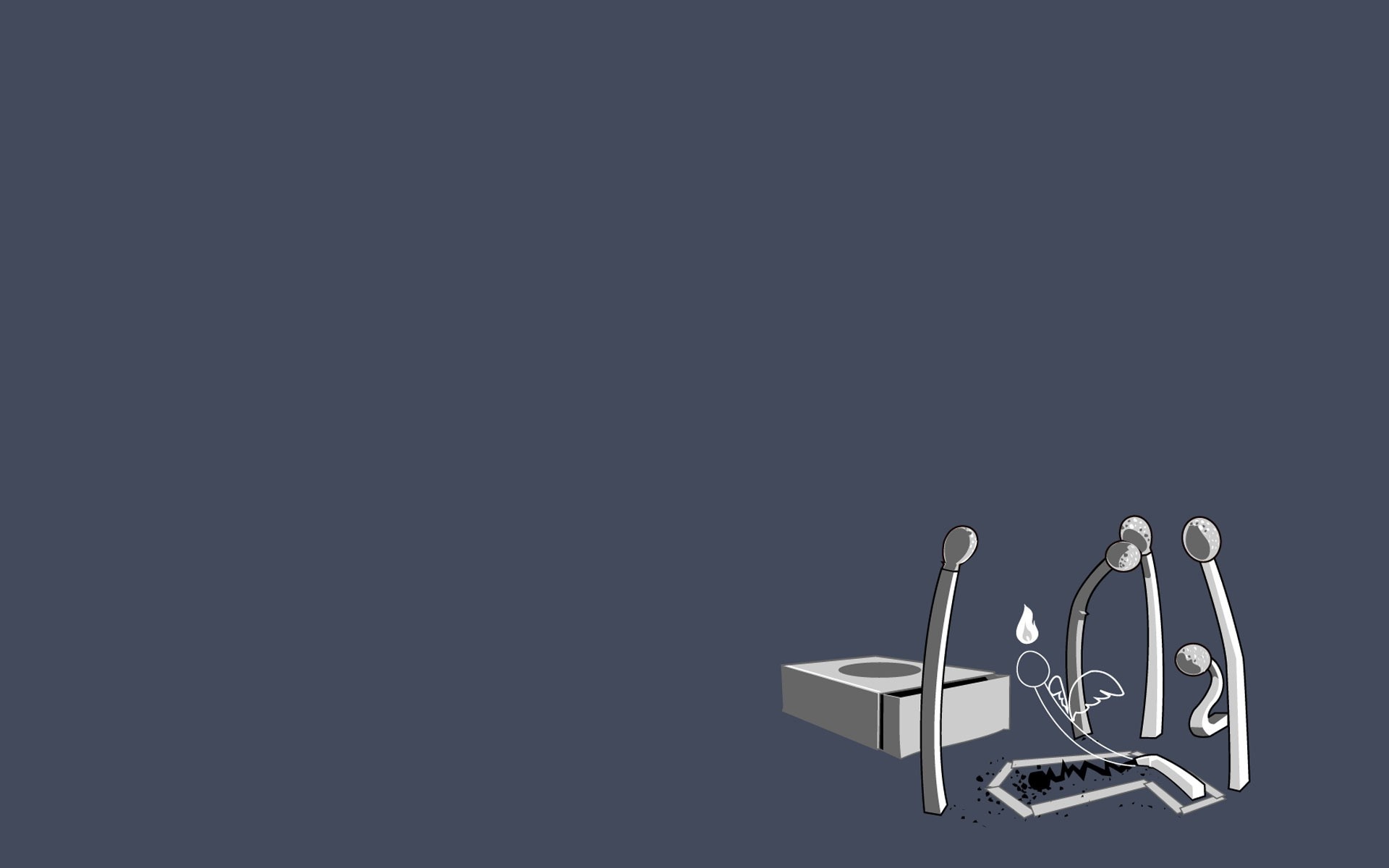 Matches and a matchbox with a fallen angel HD Wallpaper