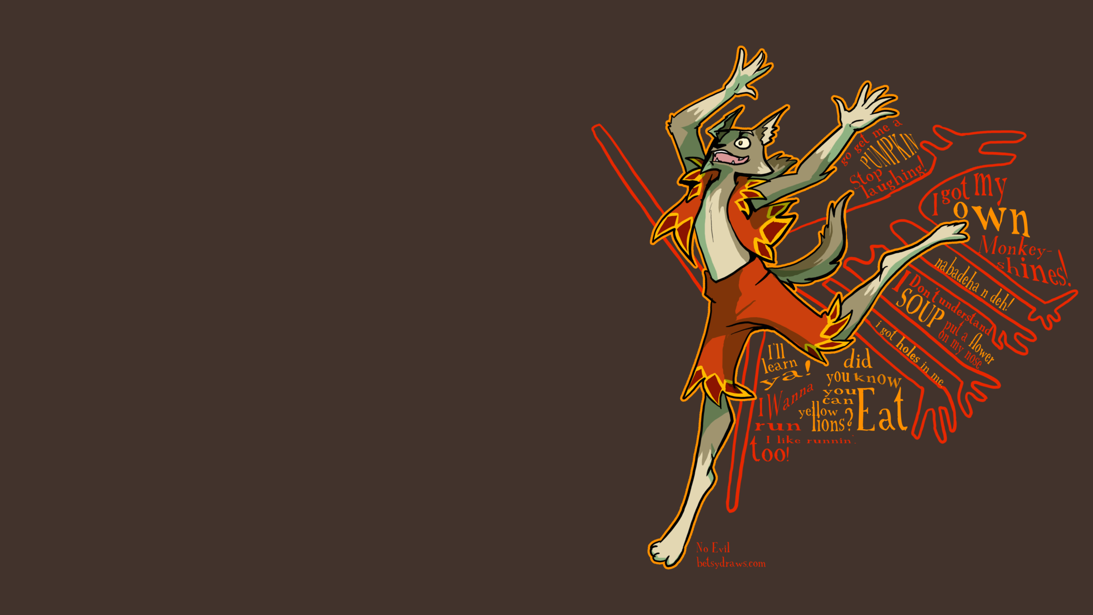 Furry character with text elements HD Wallpaper