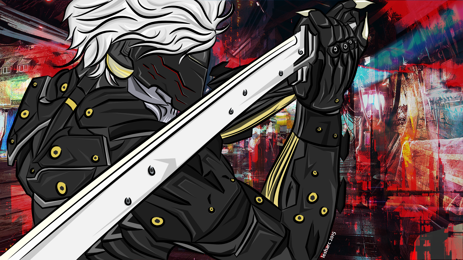 Raiden from Metal Gear Rising: Revengeance with a sword HD Wallpaper
