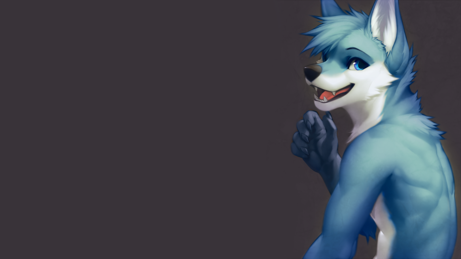 Blue anthropomorphic wolf character HD Wallpaper