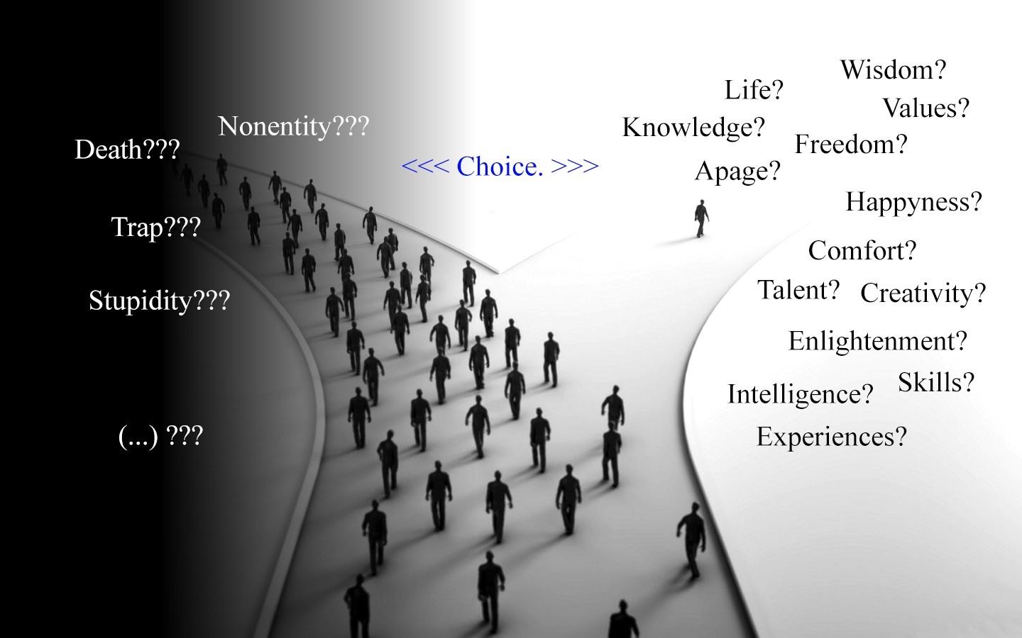 People choosing between life's possibilities and negative outcomes HD Wallpaper