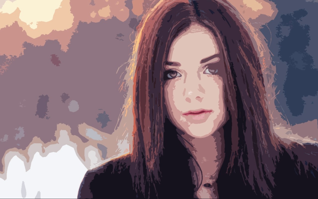 Illustration of a young woman with long brown hair HD Wallpaper