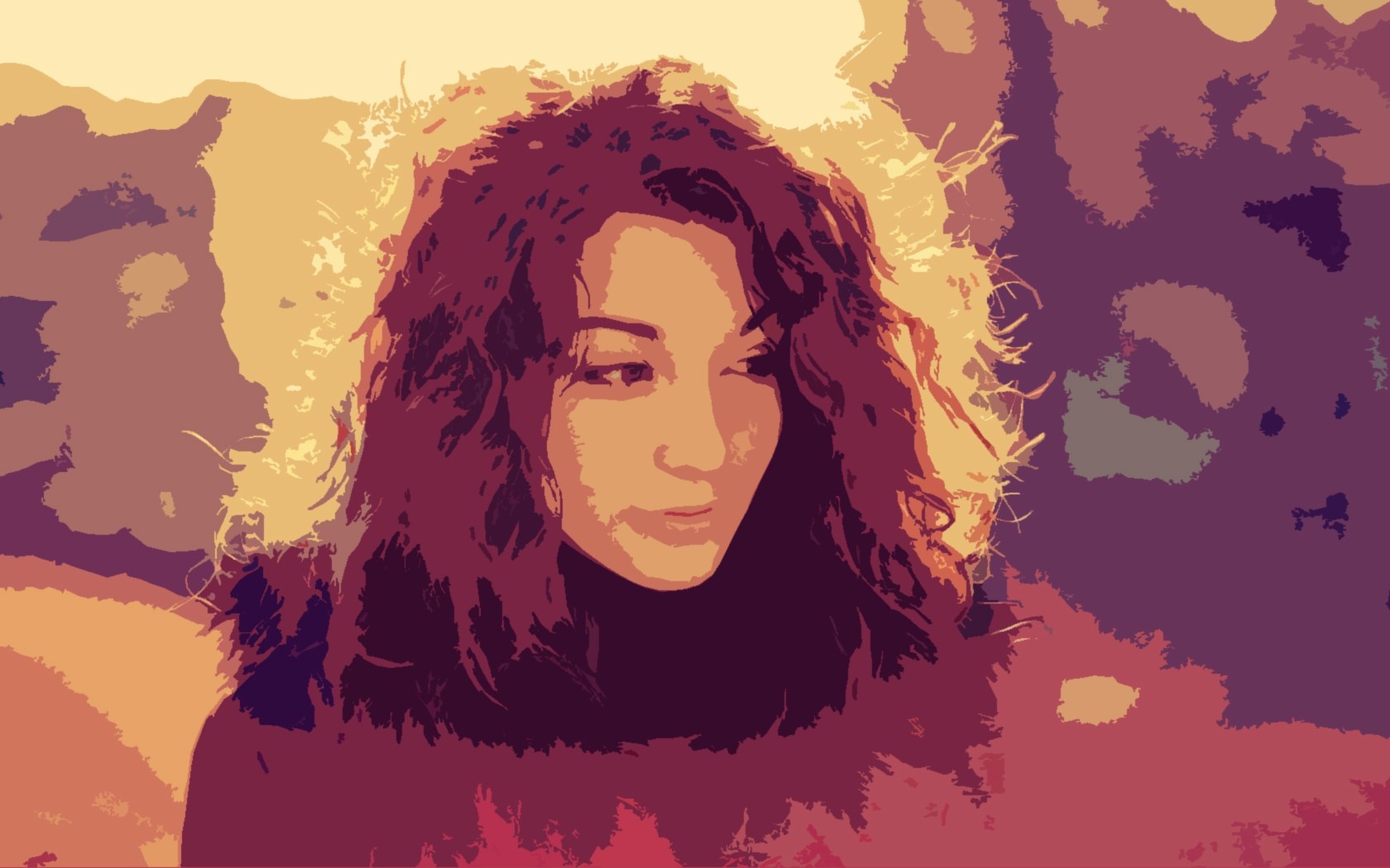 Illustration of a woman with curly hair HD Wallpaper