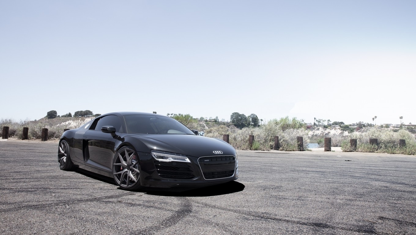Black Audi R8 sports car parked on asphalt HD Wallpaper