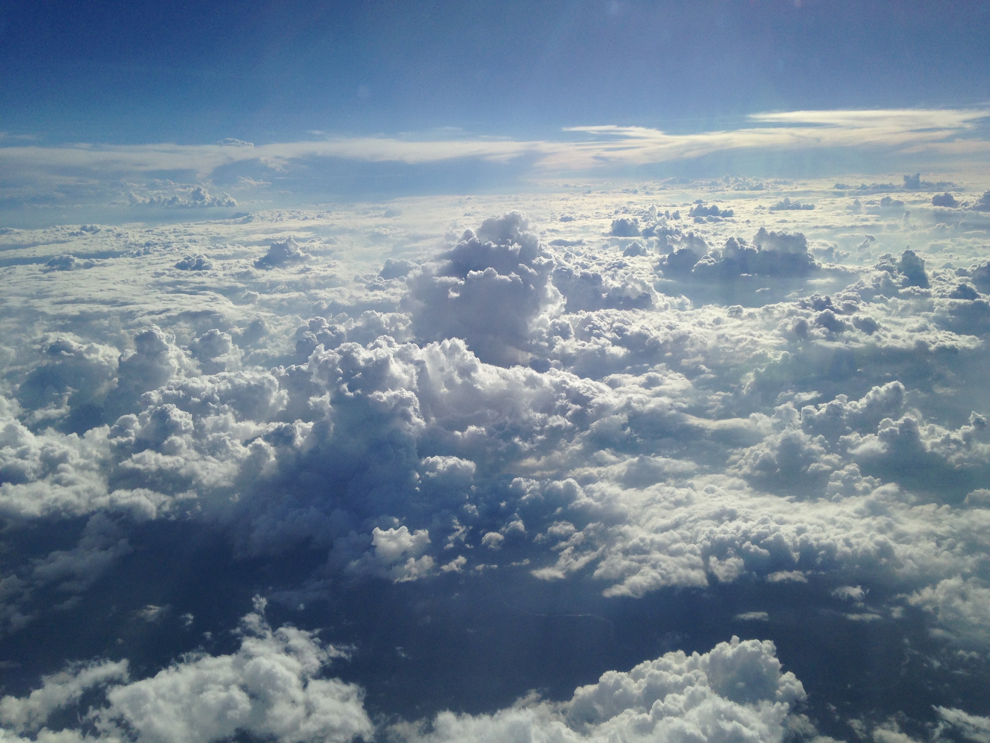 Aerial view of cumulus clouds and blue sky HD Wallpaper