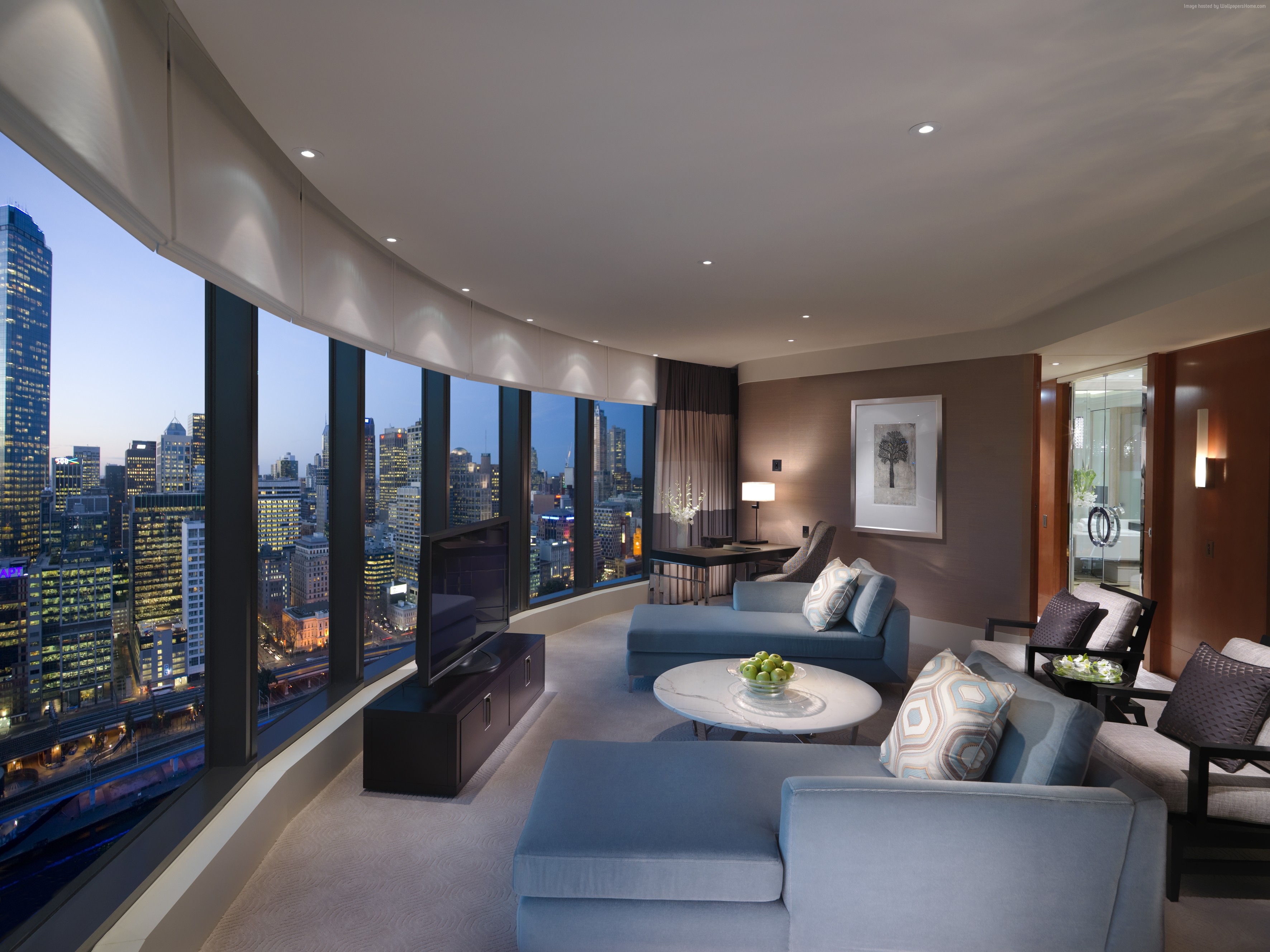 Luxury hotel suite with city view at Crown Towers HD Wallpaper