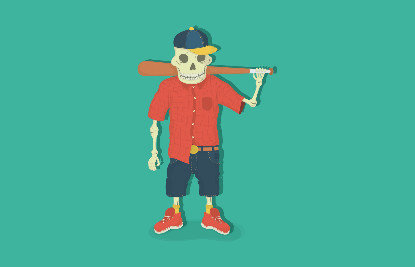 Skeleton character with baseball bat HD Wallpaper