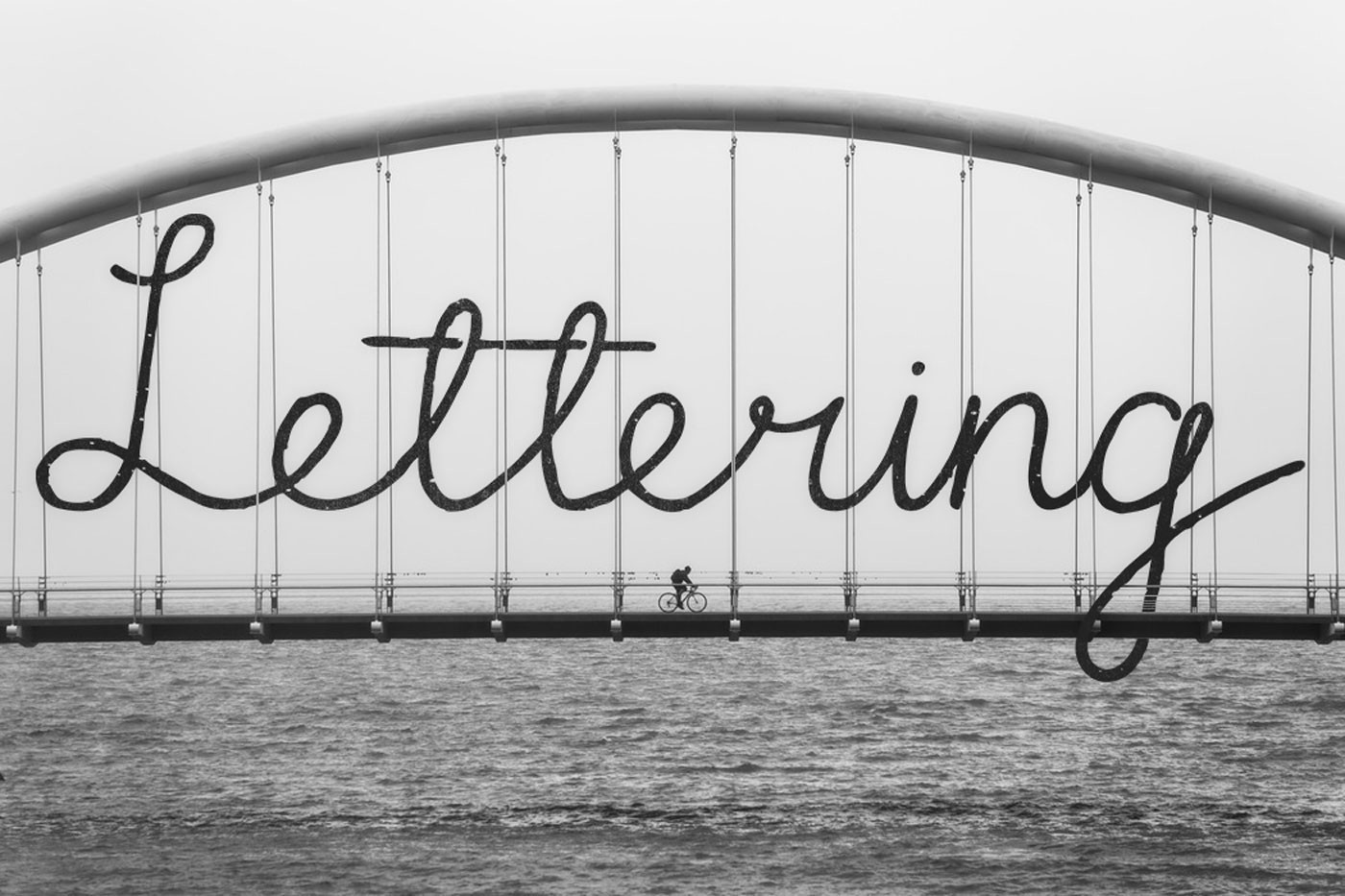 Lettering sign on a bridge over water HD Wallpaper