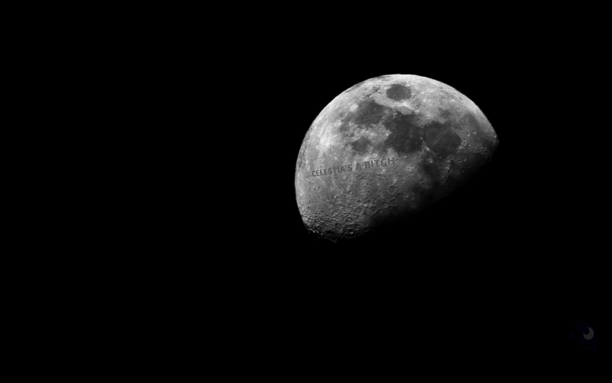 The Moon with text overlay HD Wallpaper