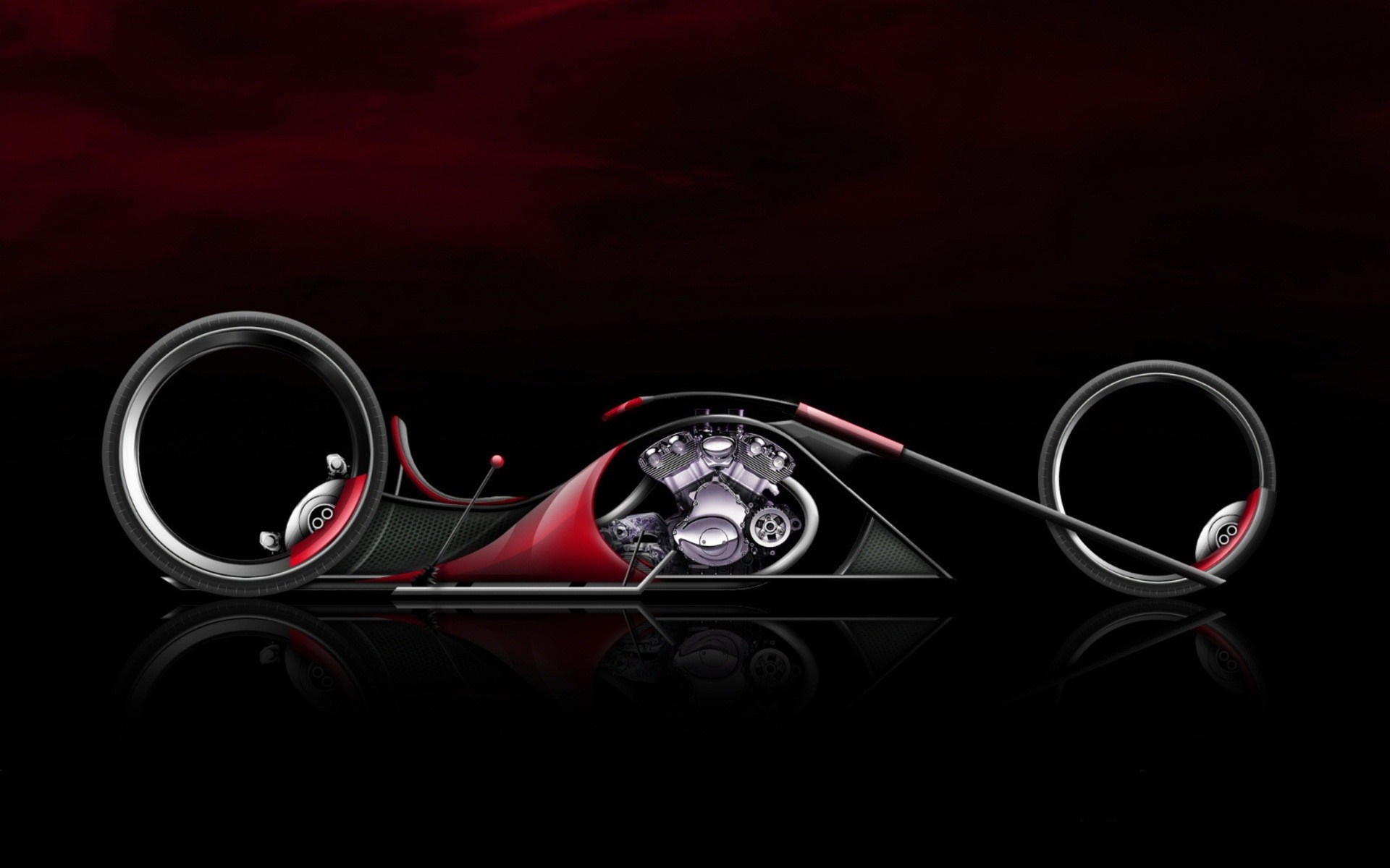 Futuristic red and black motorcycle concept art HD Wallpaper